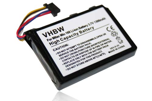 Batterie remplace Mitac Mio E3MIO2135211 pour navigation GPS - 1300mAh 3,7V Li-ion