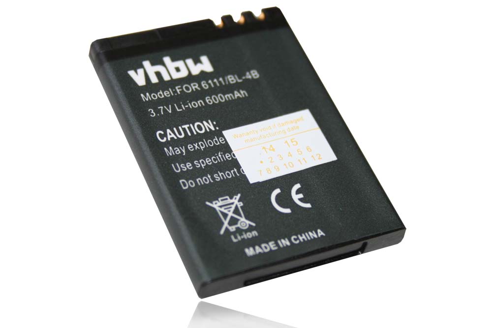 Mobile Phone Battery Replacement for Nokia BL-4B - 600mAh 3.7V Li-Ion