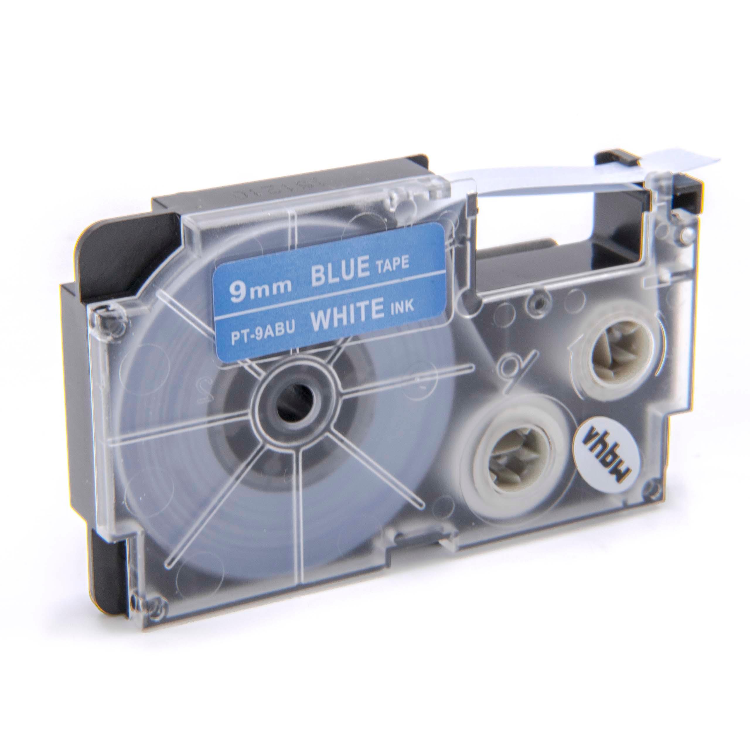 Cassetta nastro sostituisce Casio XR-9ABU per etichettatrice Casio 9mm bianco su blu