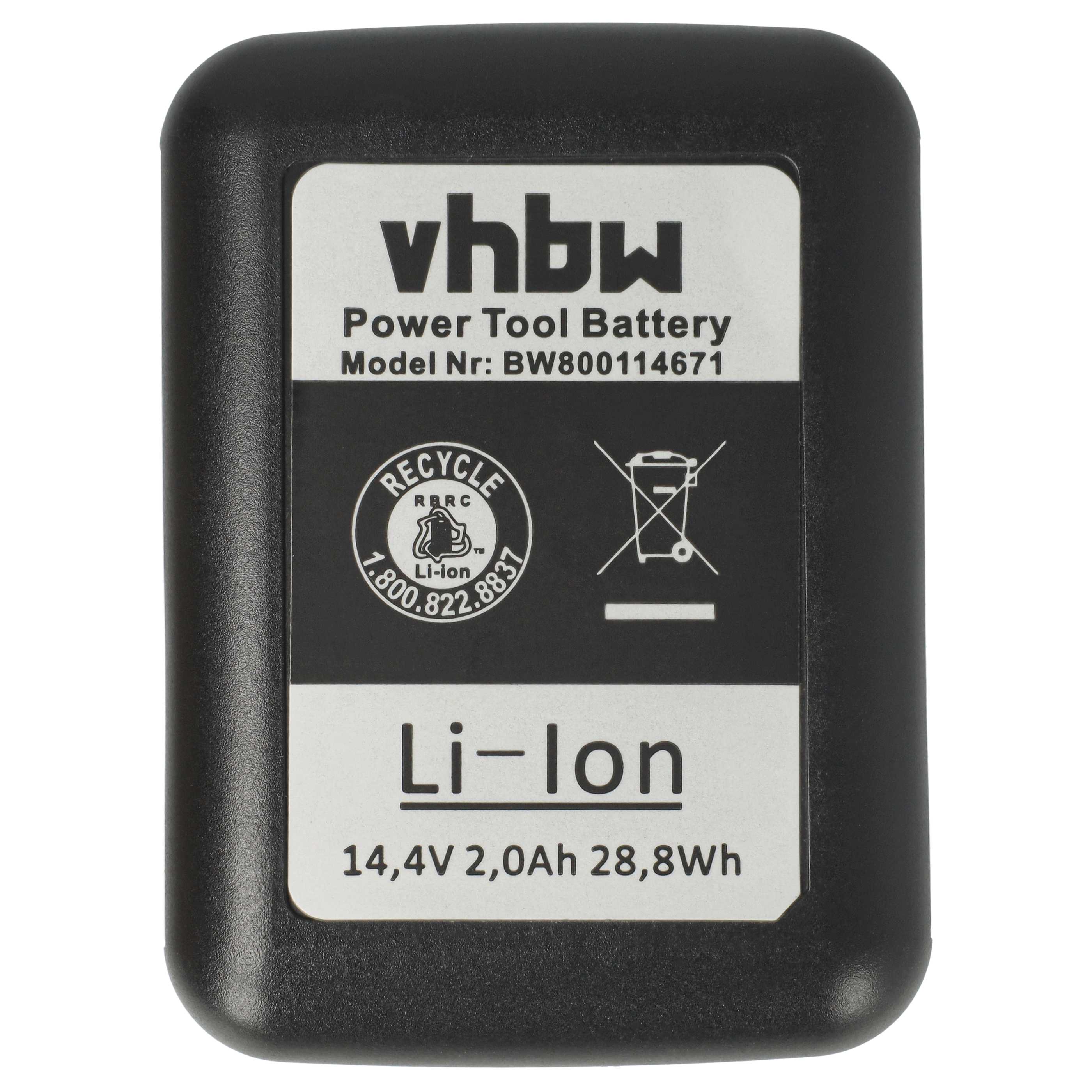 2x Battery replaces Gesipa 7251045, 7251049 Blind Rivet Gun - 2000 mAh, 14.4 V, Li-Ion