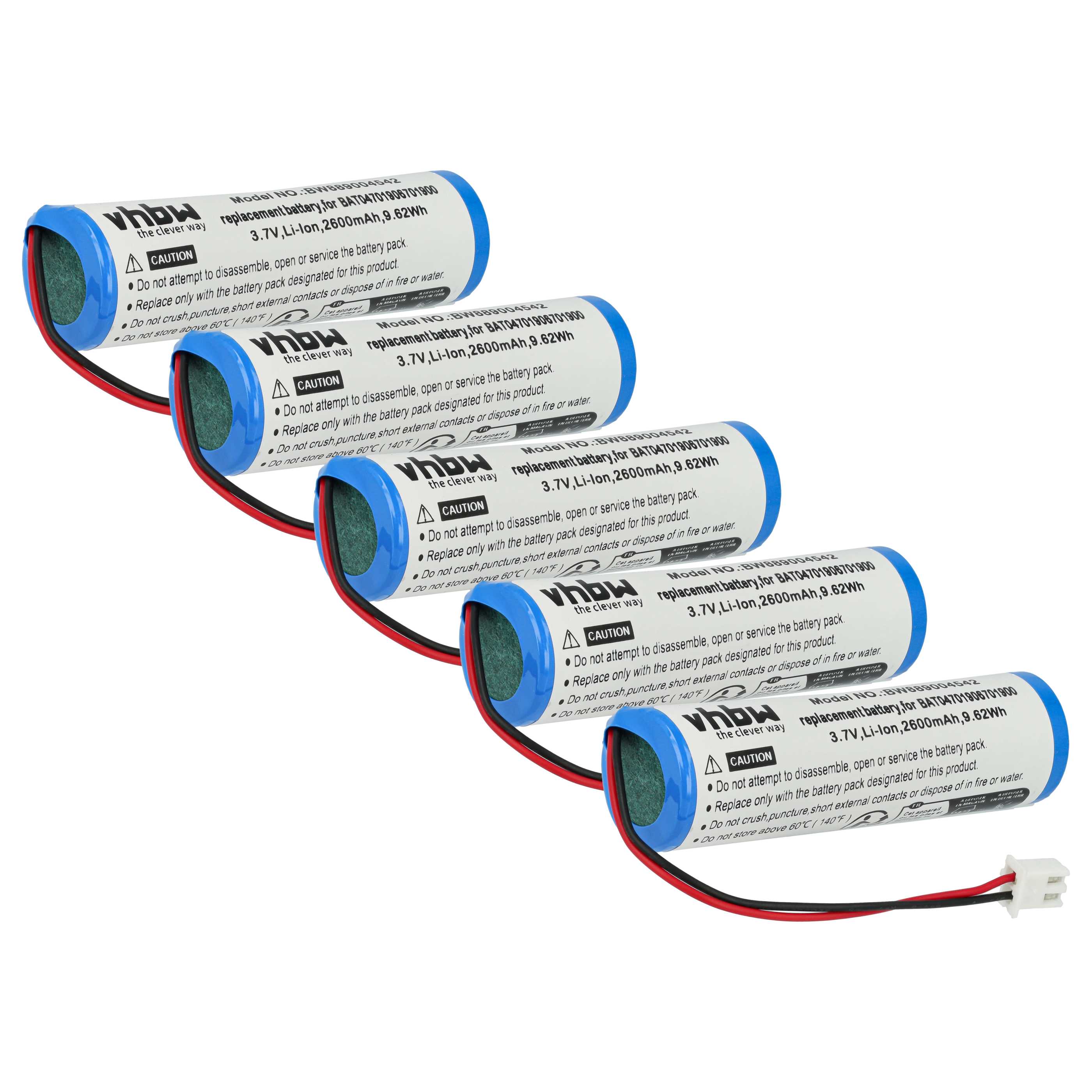 5x Battery replaces Zafferano 8052536910881, BAT04701906701900 - 2600 mAh 3.7 V Li-Ion