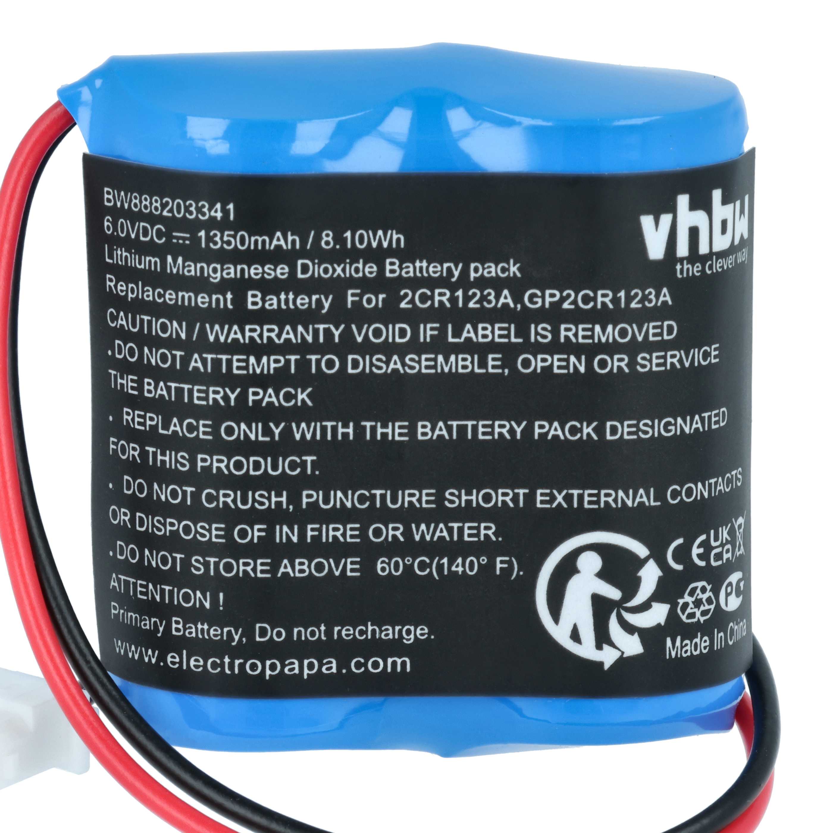 2x Piles remplace Visonic 103-302915, 103-302891 pour détecteur de mouvement Visonic - 1350mAh 6V Li-MnO2