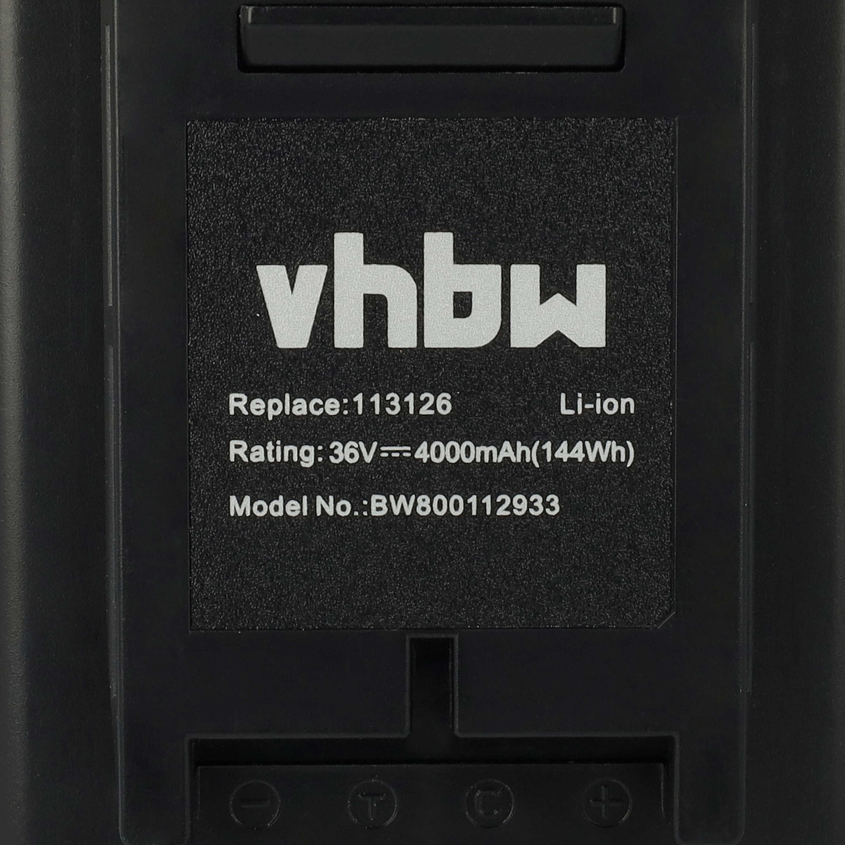 Lawnmower Battery Replacement for AL-KO 113280, 9113280, B150, 113124, 113126 - 4000mAh 36V Li-Ion, black