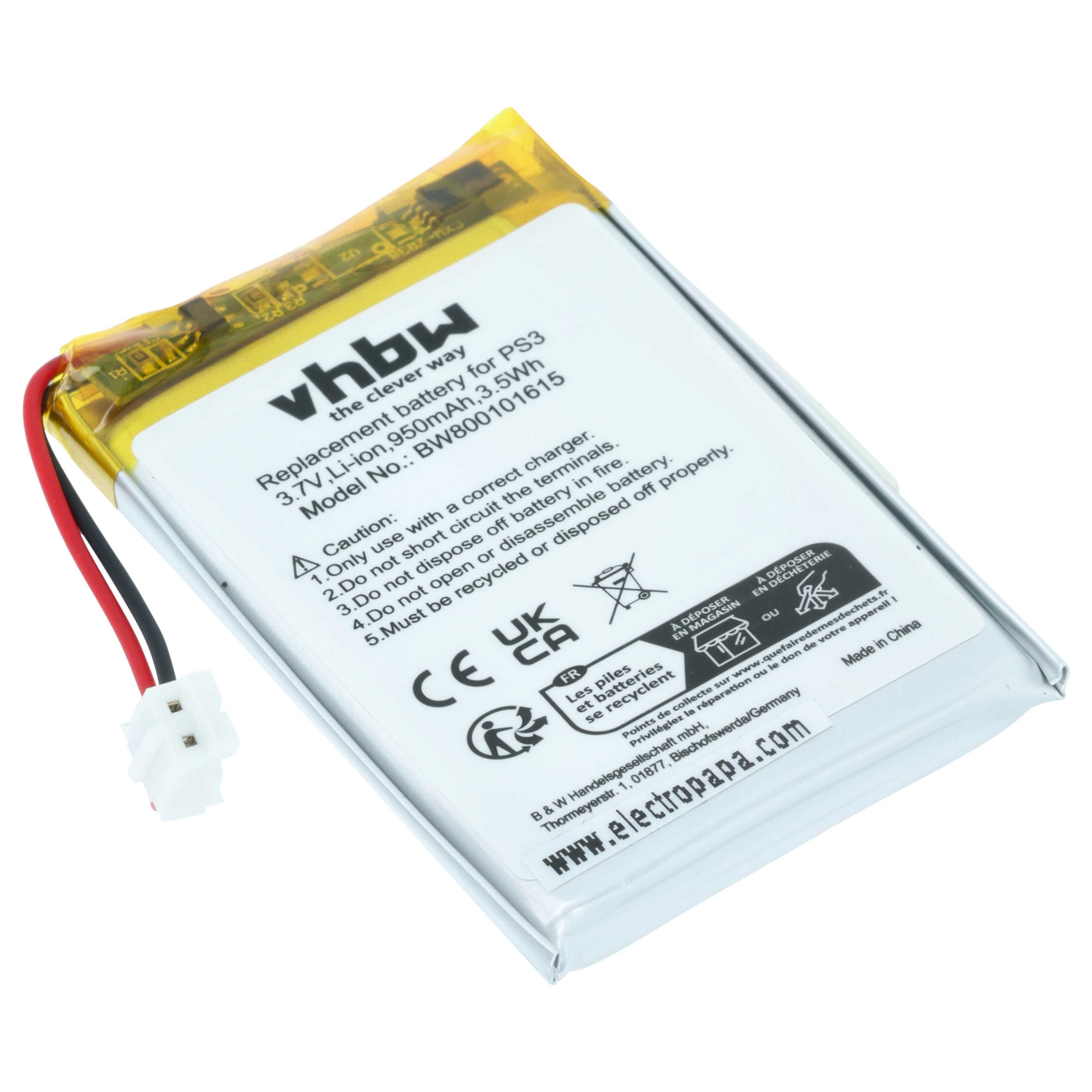 Batteria sostituisce Sony Lip1359, Lip1859, Lip1472 per gamepad - 950mAh 3,7V Li-Ion