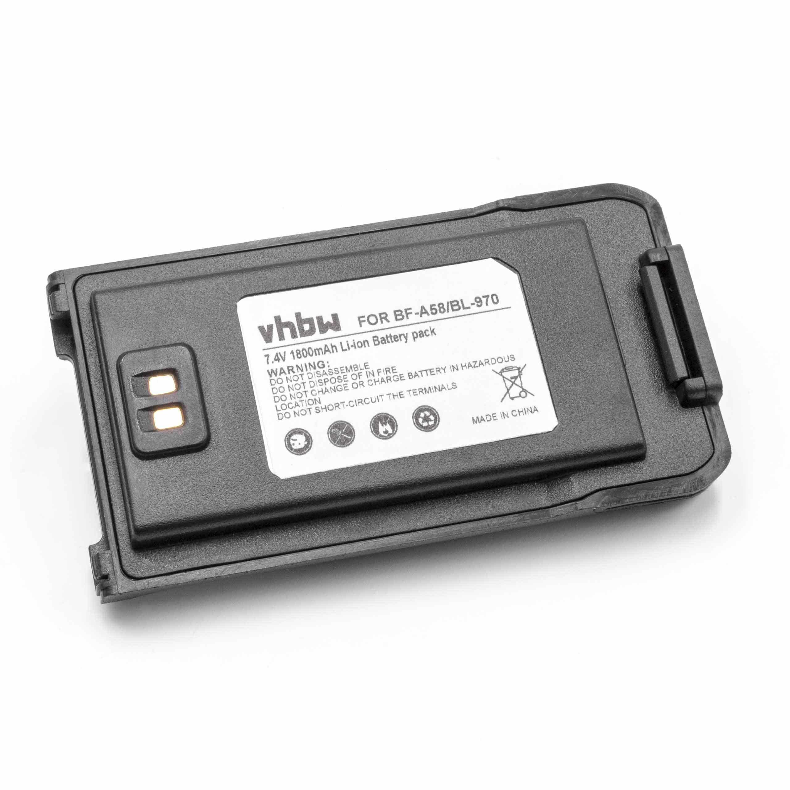 Batterie remplace Baofeng BF-A58, BL-970 pour radio talkie-walkie - 1800mAh 7,4V Li-ion