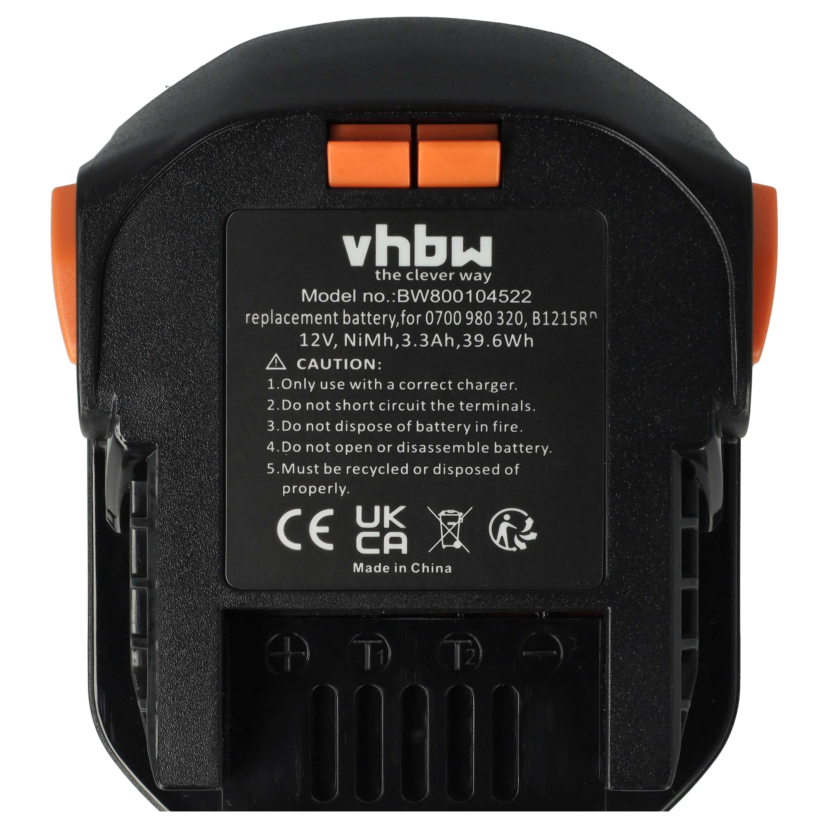Batterie remplace AEG 0700 980 320, M1230R, B1220R, B1215R outil électrique AEG - 3,3Ah 12V NiMH