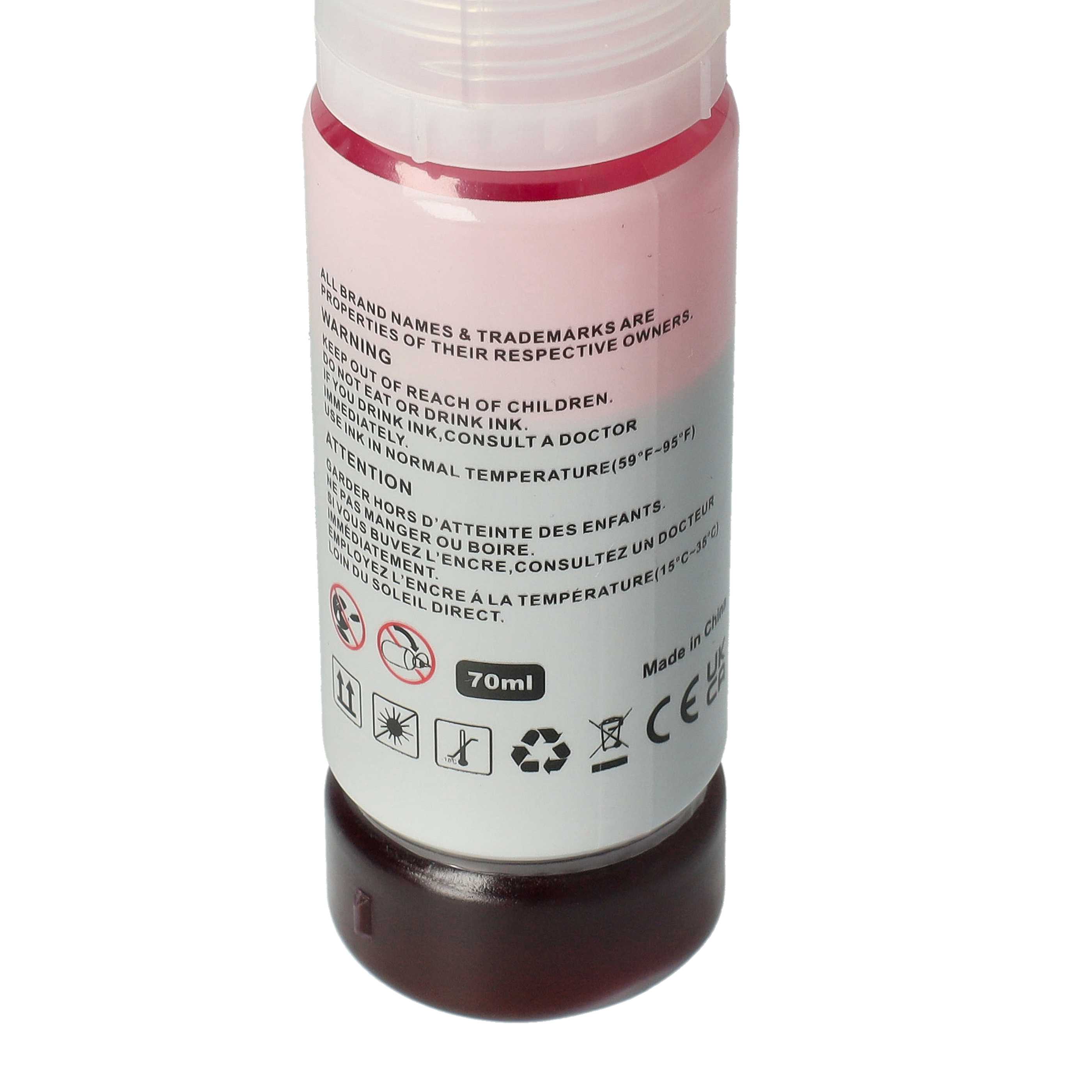 Refill Ink Dye Magenta replaces Epson 102 dye-magenta, C13T03R340 for Epson Printer etc., 70 ml