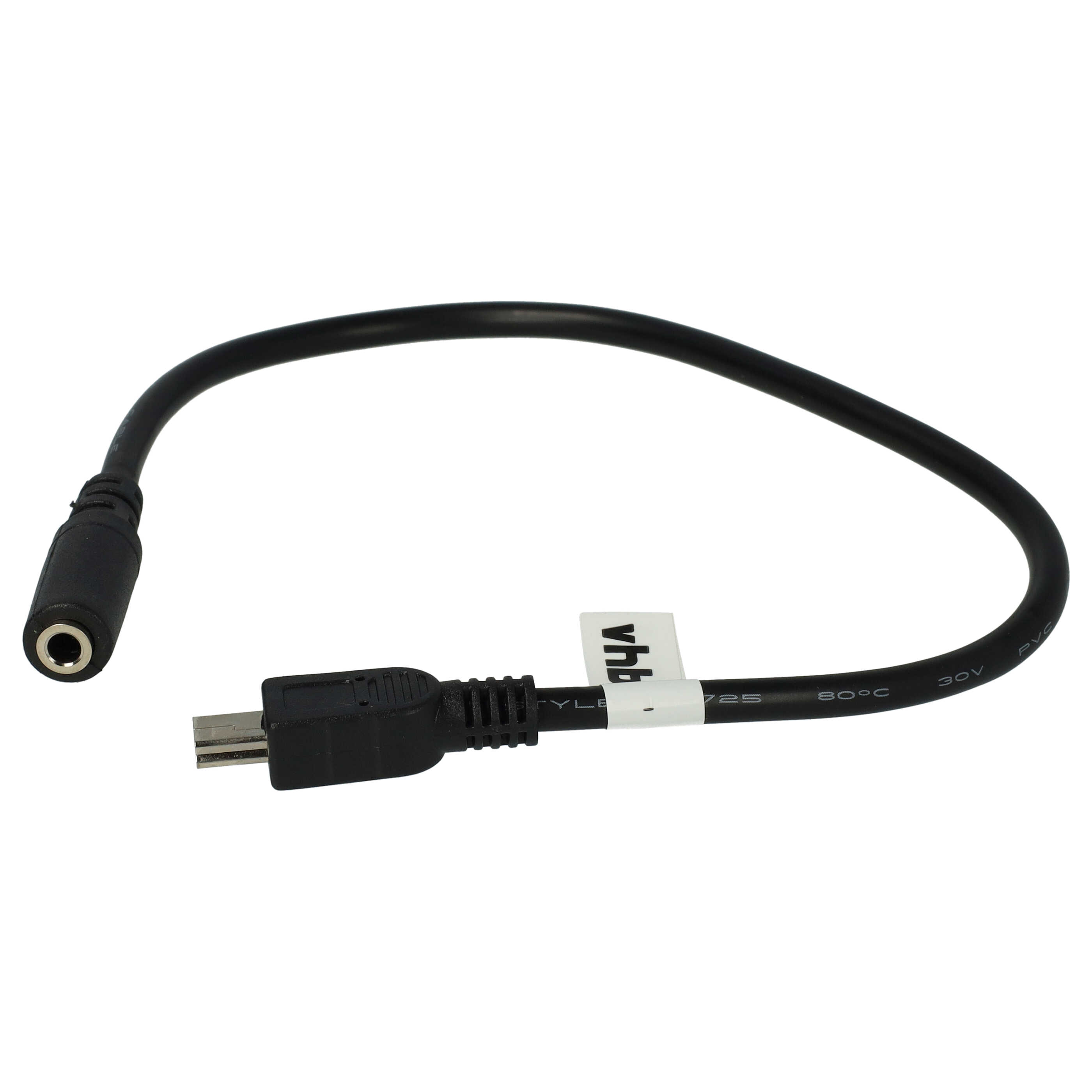 vhbw Câble mini-USB vers jack caméra - Adaptateur noir