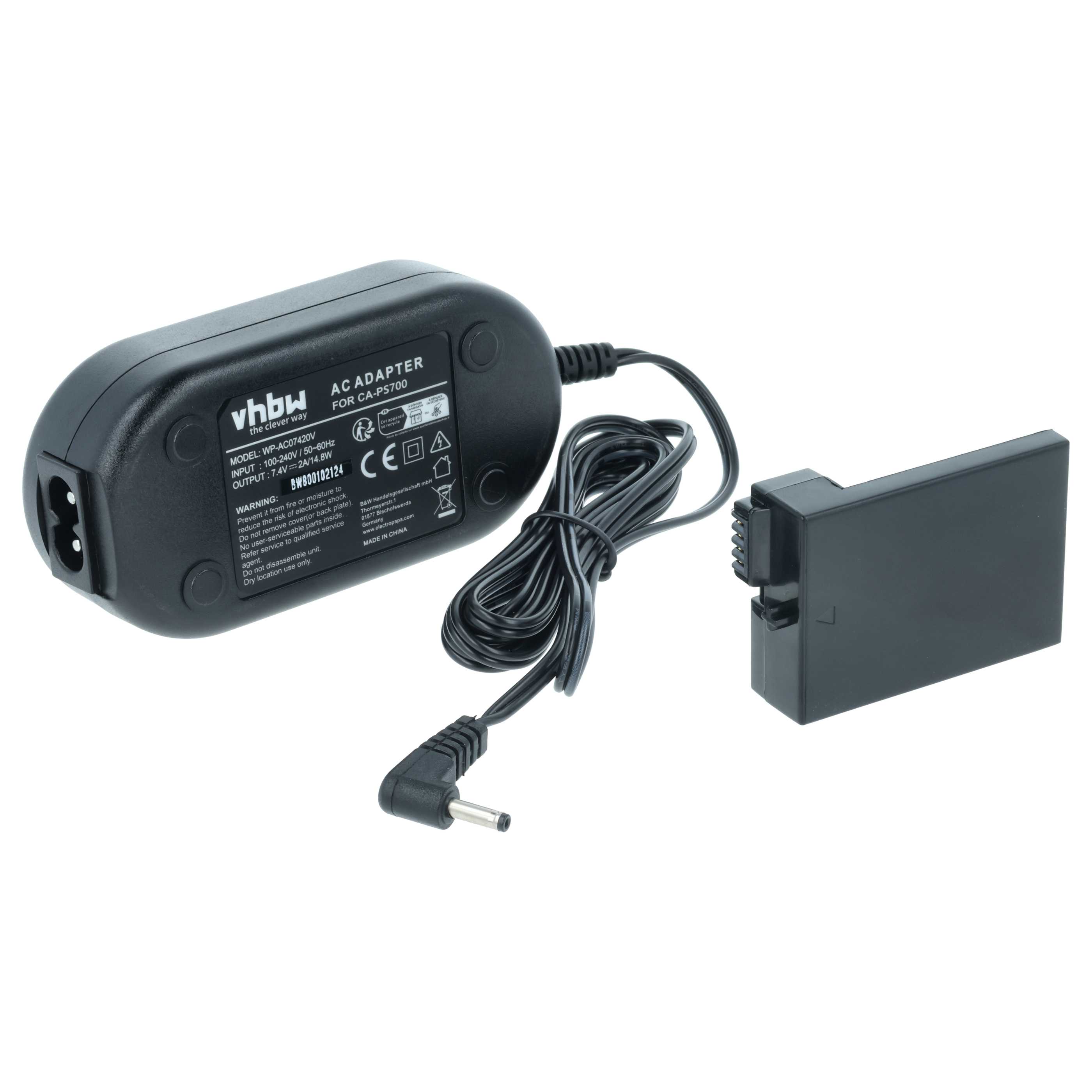 Power Supply replaces DR-E8 ACK-E8 for Camera + DC Coupler - 2 m, 7.4 V 2.0 A