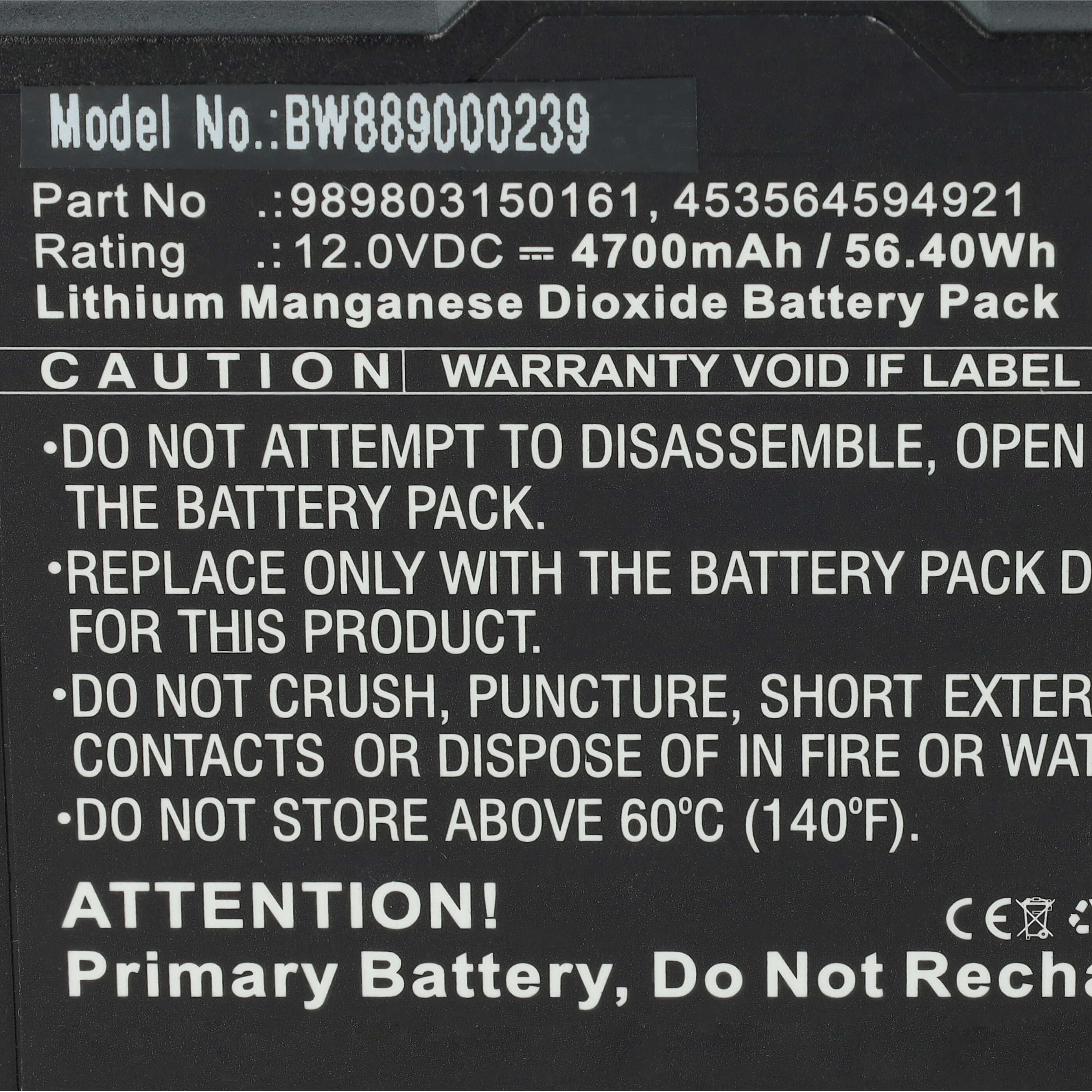 Batterie als Ersatz für Philips 453564288031, 453564594921, 989803150161 - 4700mAh 12V Li-MnO2