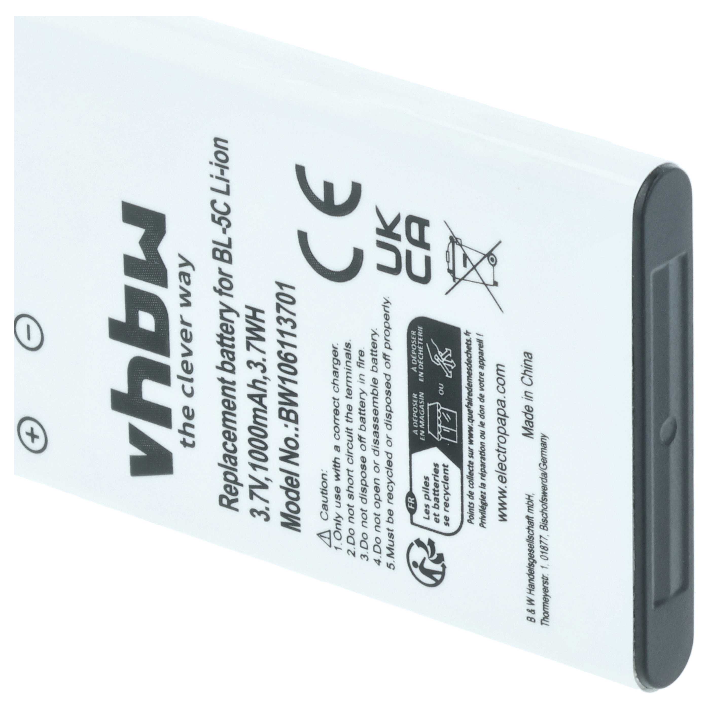 Batteria sostituisce Alcatel RTR001F01, 3BN67332AA, 10000058 per cellulare - 1000mAh 3,7V Li-Ion 