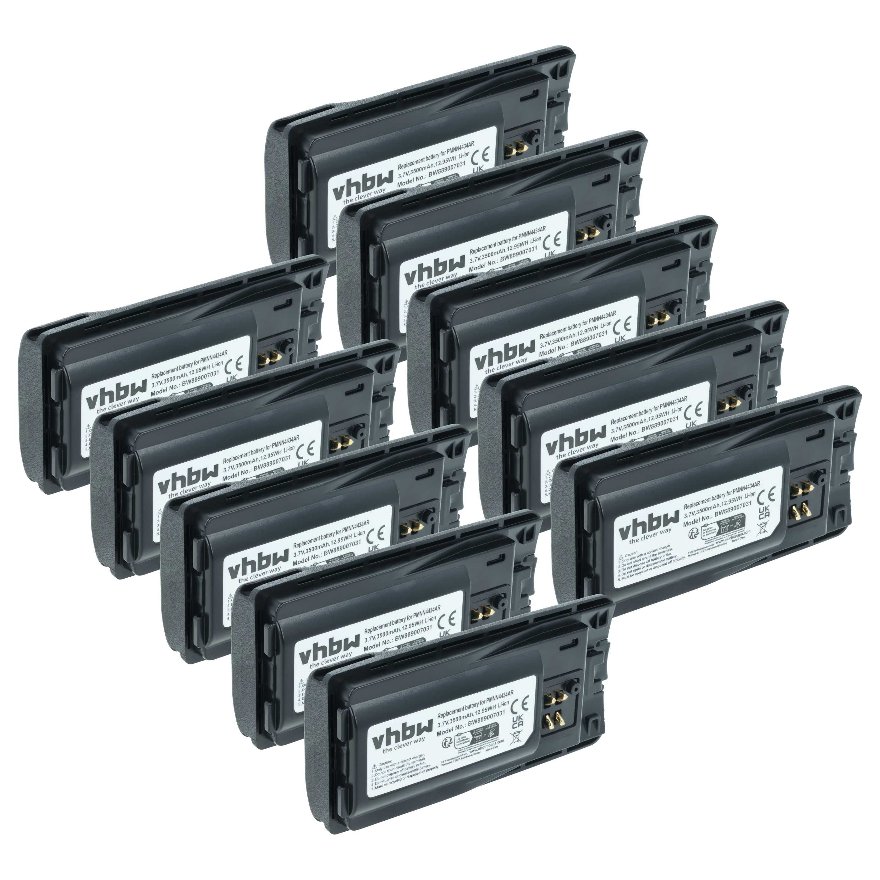 Radio 10x Battery replaces Motorola PMLN6394A, PMLN6394, MNN4453AR, PMNN4434 - 3500 mAh 3.7 V Li-Ion