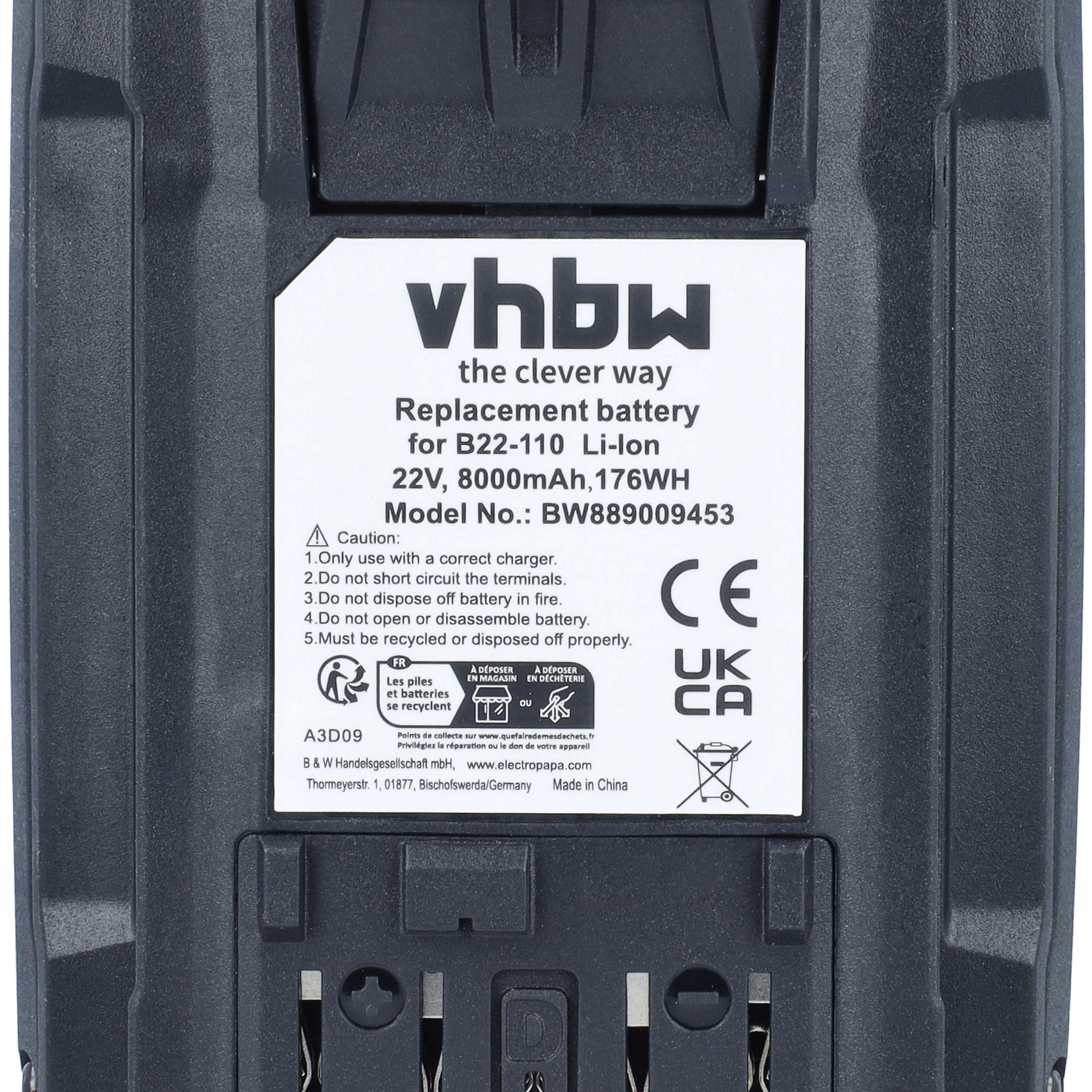 Akku 22V als Ersatz für Hilti B 22-110, B22 - 8Ah, Li-Ion