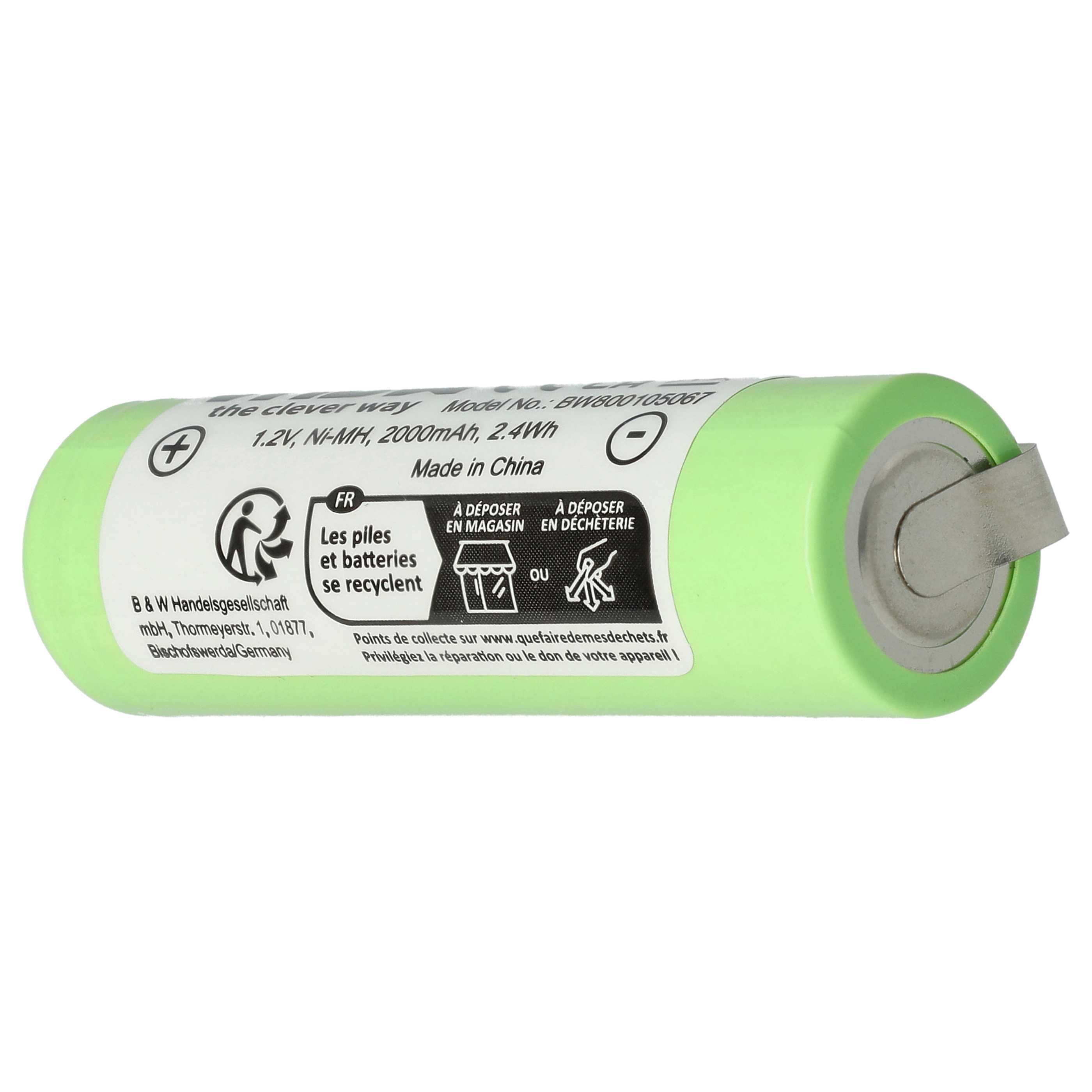 Rasierer-Akku als Ersatz für Philips 422203613480, 138-10584 - 2000mAh 1,2V NiMH