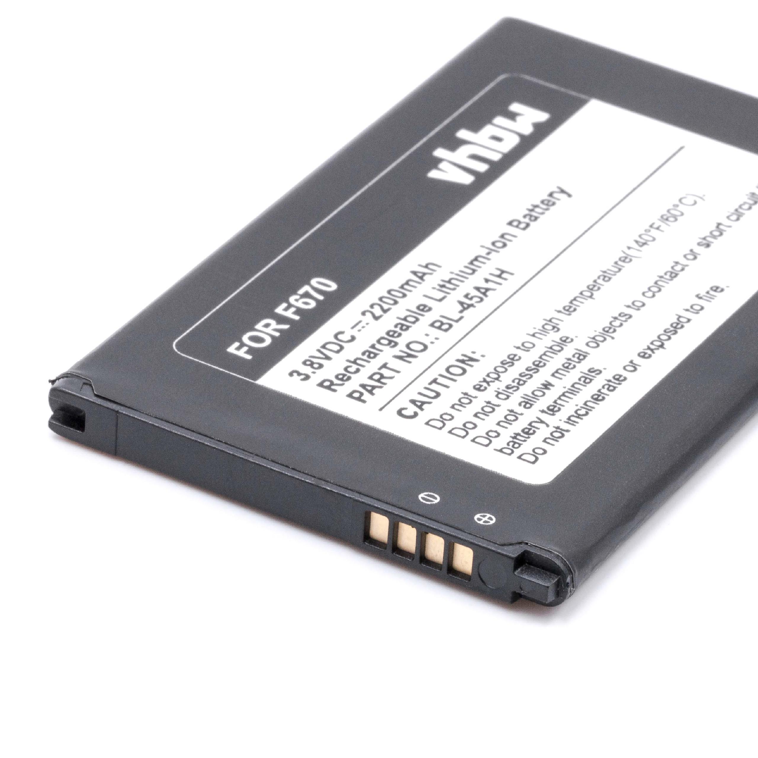 Batteria sostituisce LG BL-45A1H, EAC63158301 per cellulare - 2200mAh 3,8V Li-Ion 