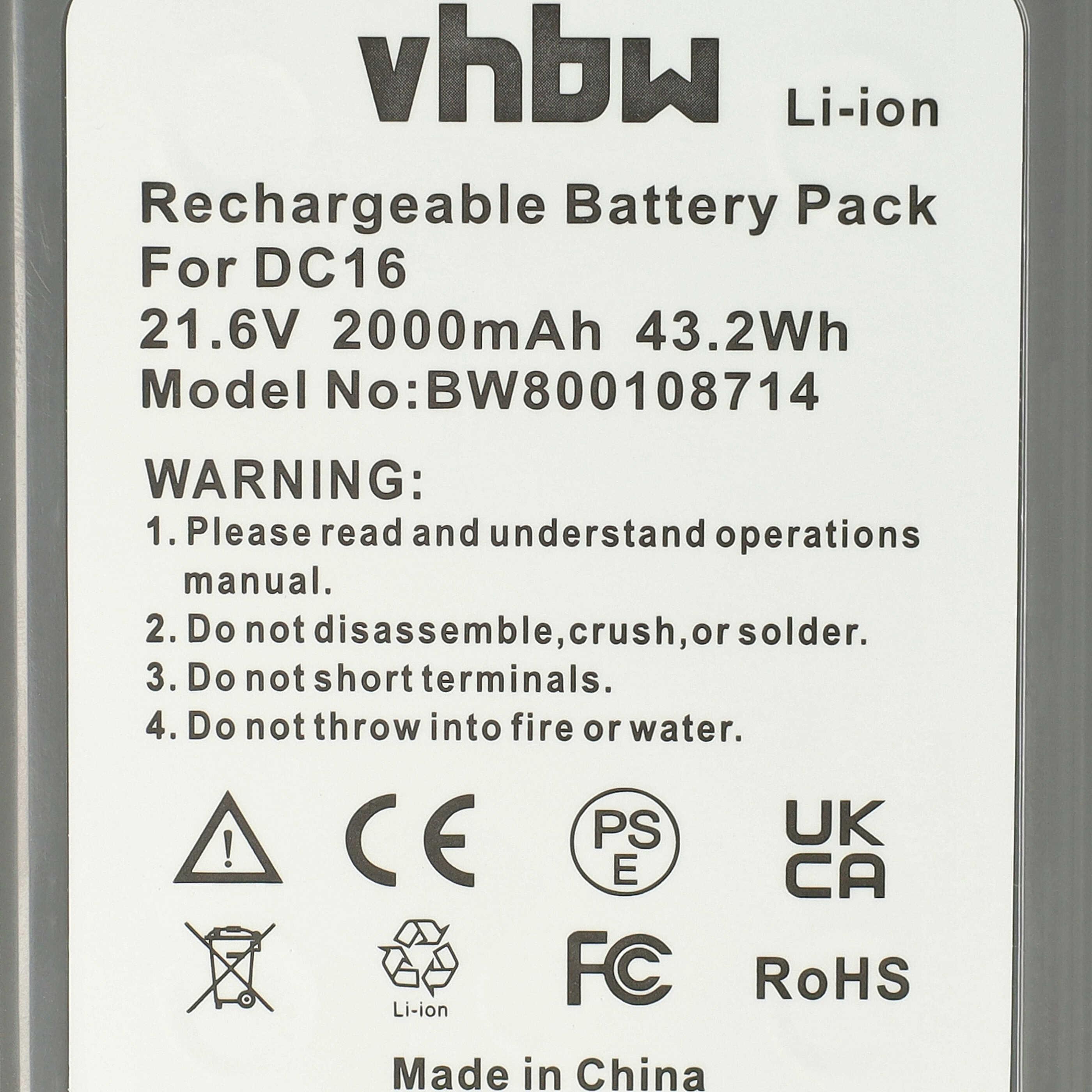 Batería reemplaza Dyson 12097, 912433-03, 912433-01 para robot doméstico Dyson - 2000 mAh 22,2 V Li-Ion