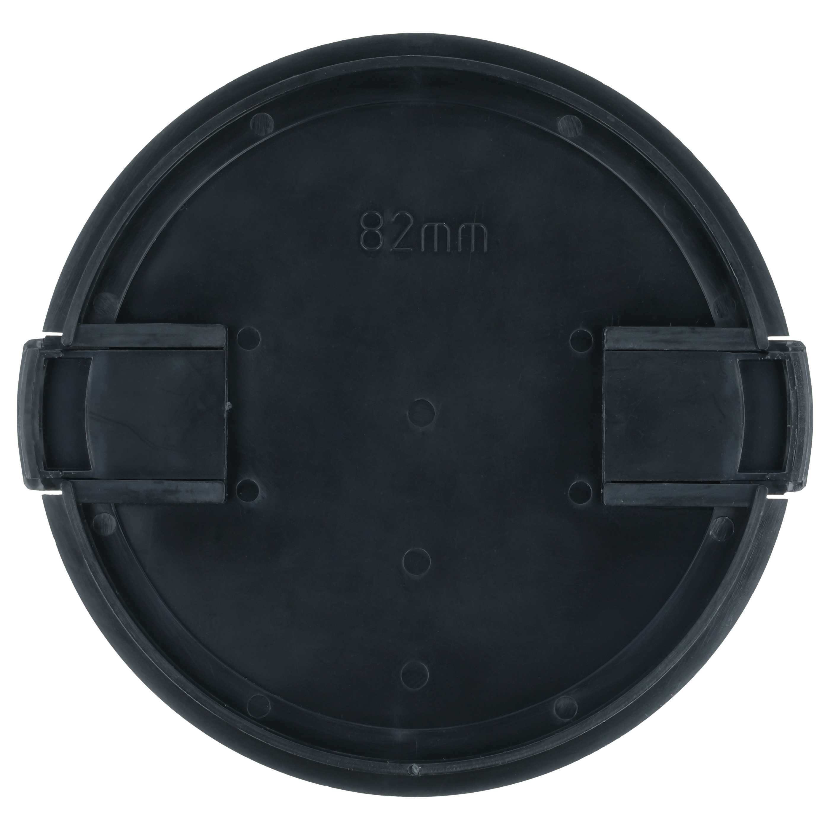 Bouchon d'objectif 82 mm - Prise latérale, plastique, noir