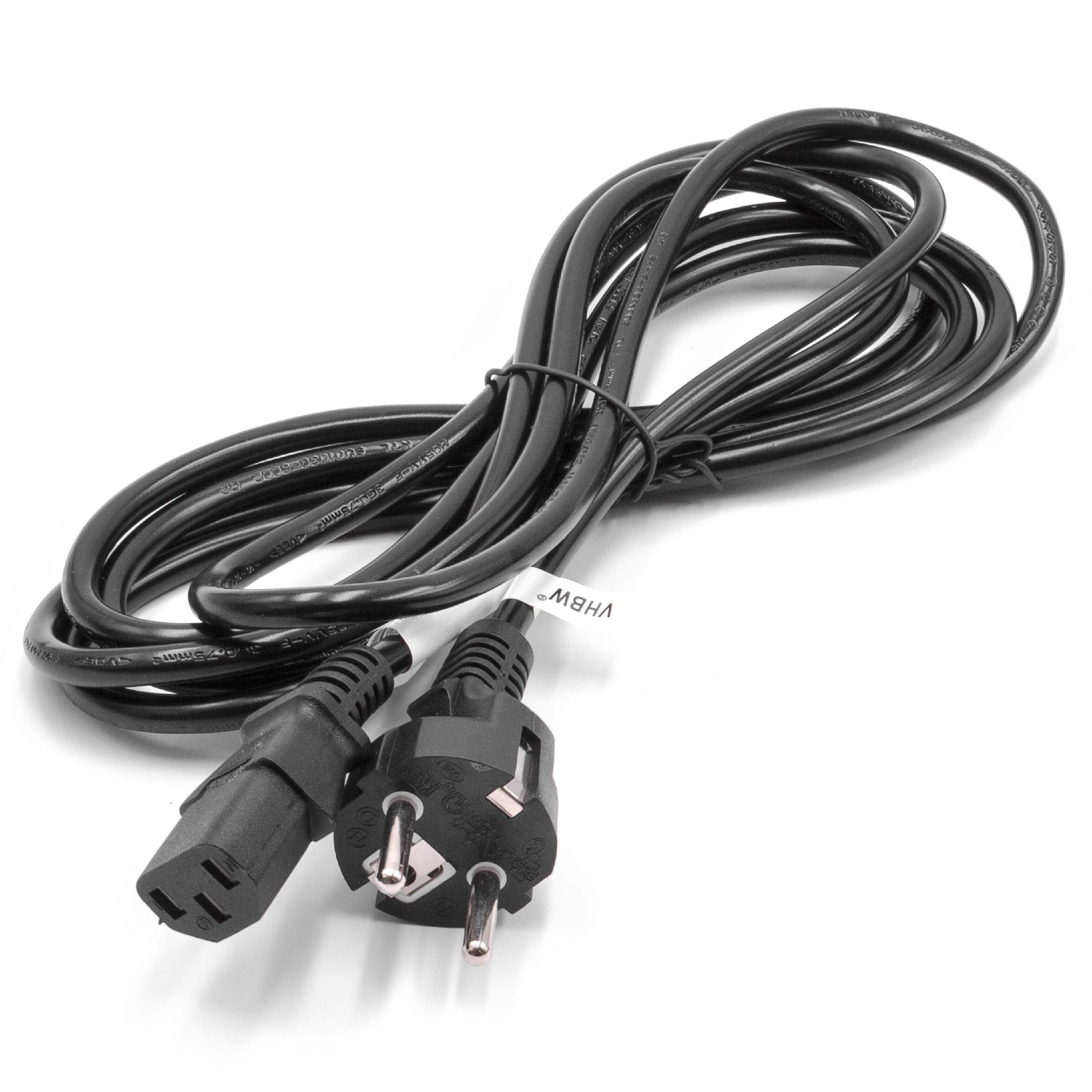 vhbw Câble connecteur euro type F compatible avec appareils électriques comme PC moniteur - Prise C13, 3m