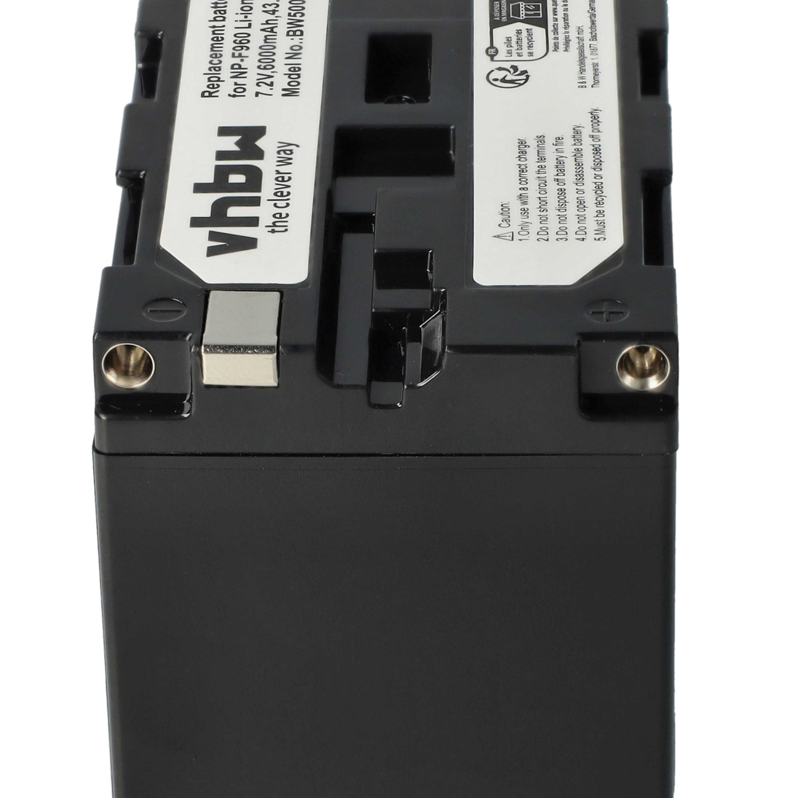 Videocamera 3x Battery replaces Sony NP-F930, NP-F960, NP-F950, NP-F950/B, NP-F930/B - 6000 mAh 7.2 V Li-Ion