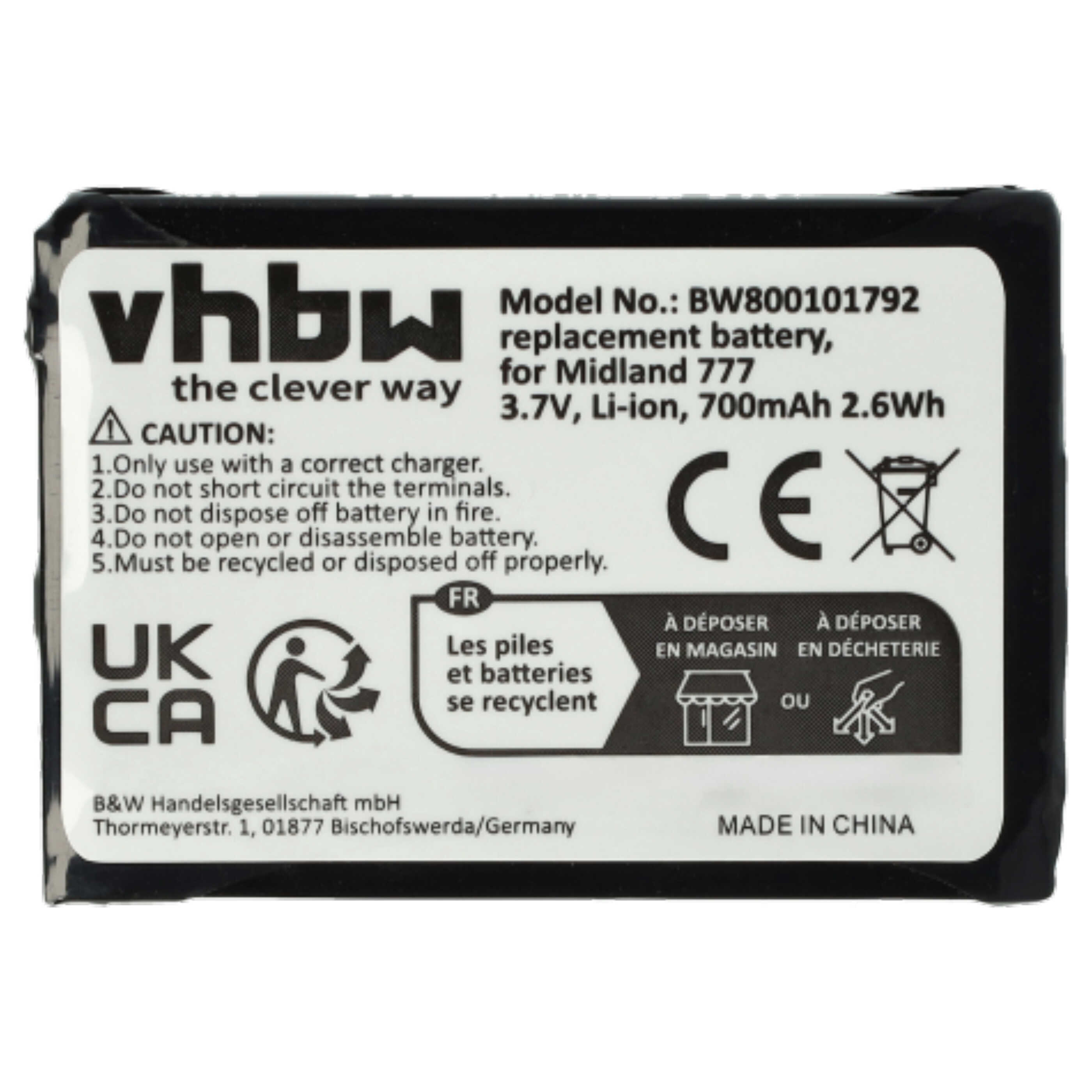 Radio 3x Battery replaces Alan FB-777 - 700 mAh 3.7 V Li-Ion