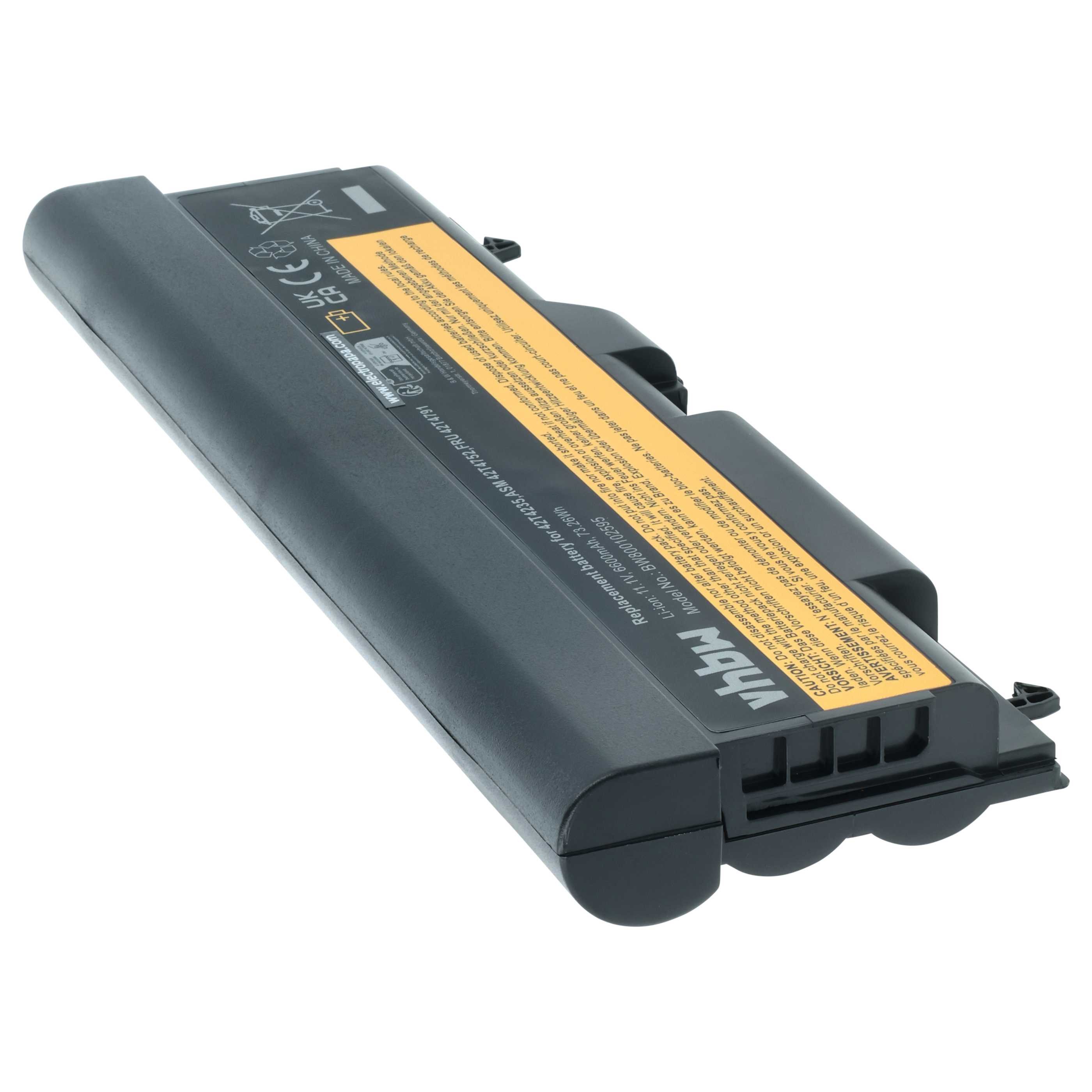 Akumulator do laptopa zamiennik Lenovo 42T4710, 42T4708, 42T4709, 42T4235 - 6600 mAh 10,8 V Li-Ion, czarny