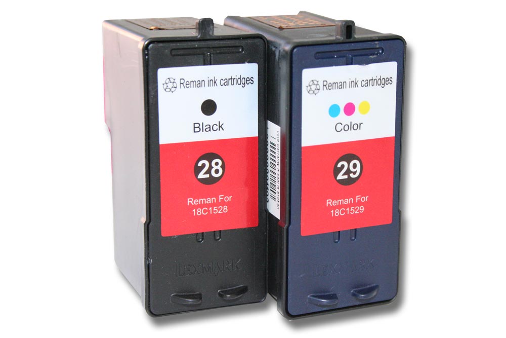 2x Cartouches remplace Lexmark 18C1429, 28, 18C1528E, 18C1528, 29, 18C1429E pour imprimante - noir, CMY