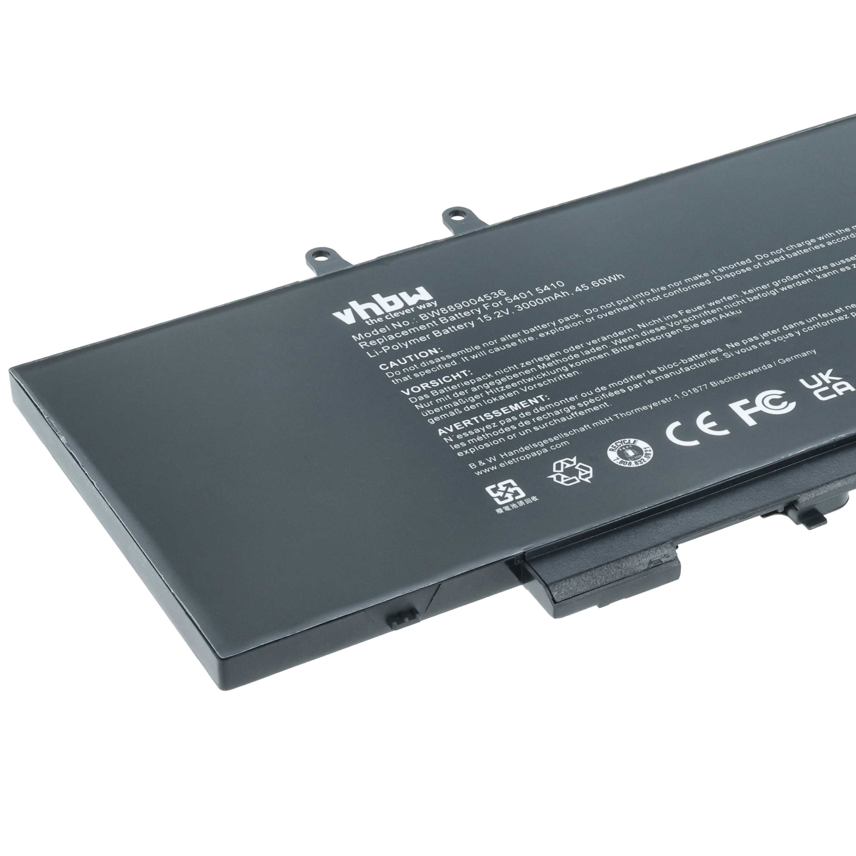 Batteria sostituisce Dell 3PCVM, YPVX3, 3HWPP per notebook - 3000mAh 15,2V Li-Poly nero