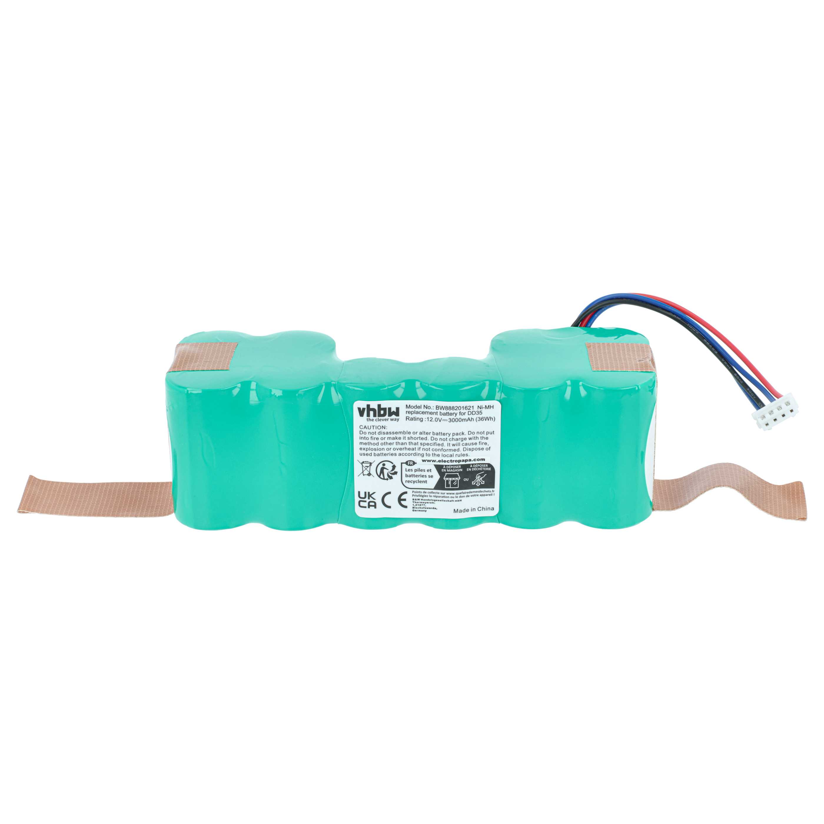 Batteria sostituisce Ecovacs 10001568, 10002167, DD4G, DM88, DD3G per robot aspiratore - 3000mAh 12V NiMH