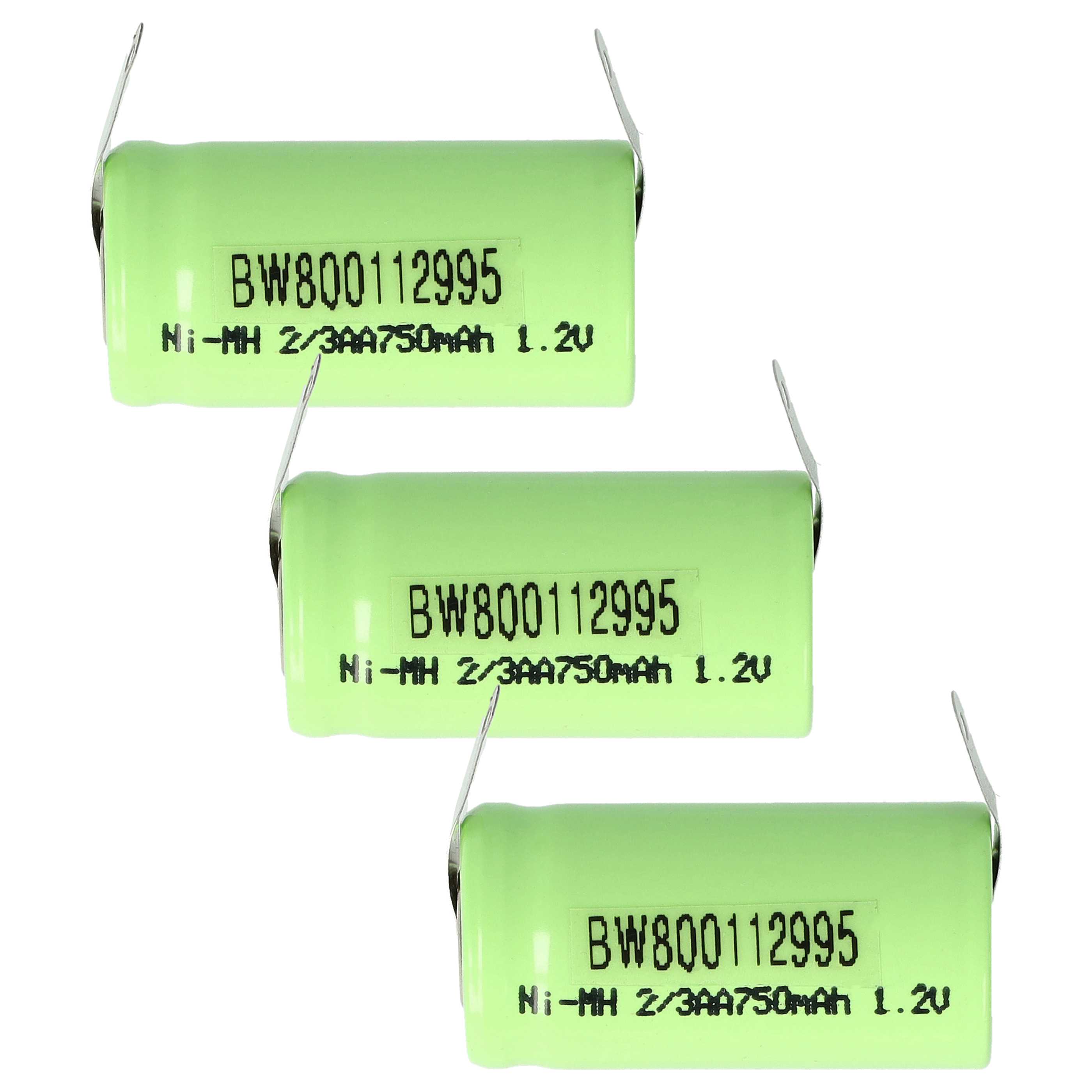 Batterie (3 pcs.) remplace 2/3AA modèle radio-télécommandé - 750mAh 1,2V NiMH