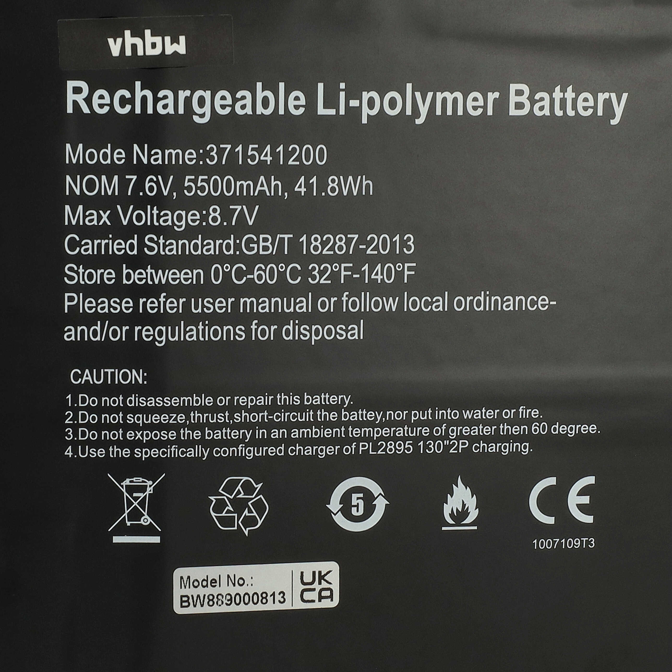Akumulator do laptopa zamiennik Trekstor A146, HW-371541200 - 5500 mAh 7,6 V LiPo