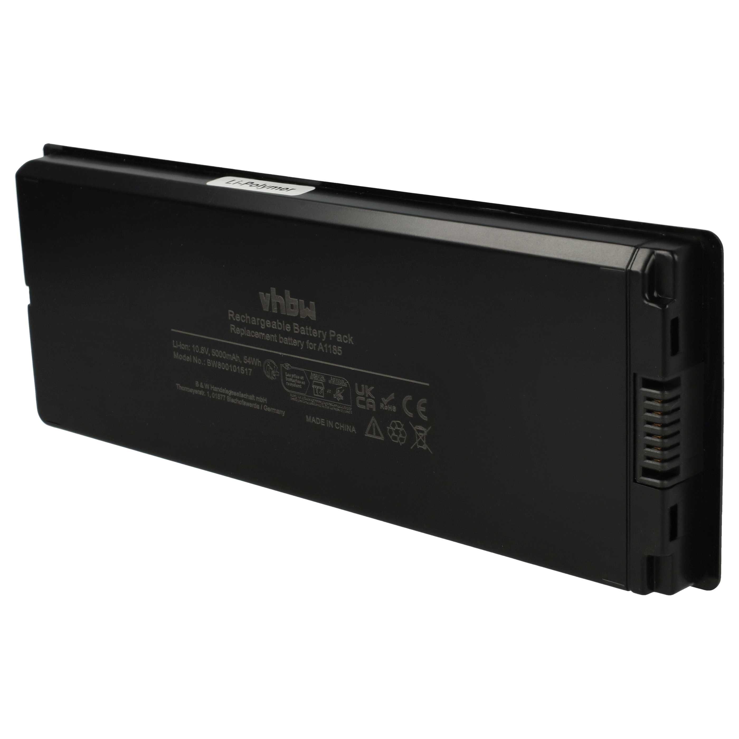 Notebook-Akku als Ersatz für Apple MA561J/A, MA566, MA561G/A, A1185, MA561FE/A - 5000mAh 10,8V Li-Ion, schwarz