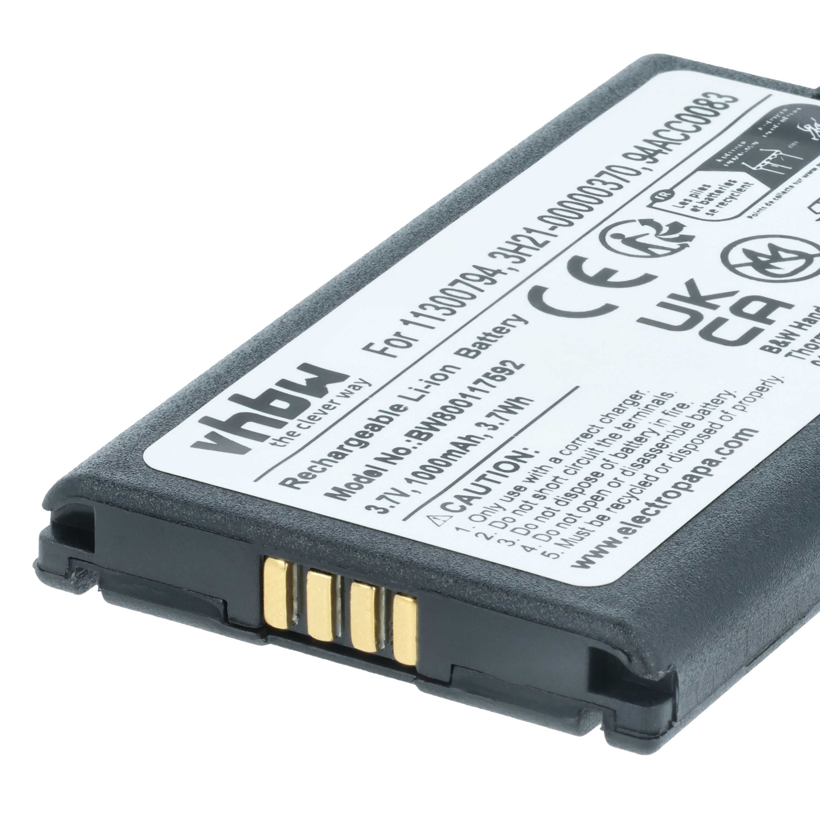 5x Batteria sostituisce Datalogic 11300794, 3H21-00000370 per barcode scanner Datalogic - 1000mAh 3,7V Li-Ion