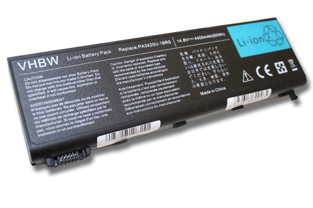 Notebook Battery Replacement for Toshiba PA3420U-1BAS, PA3420U-1BAC - 4400mAh 14.4V Li-Ion, black