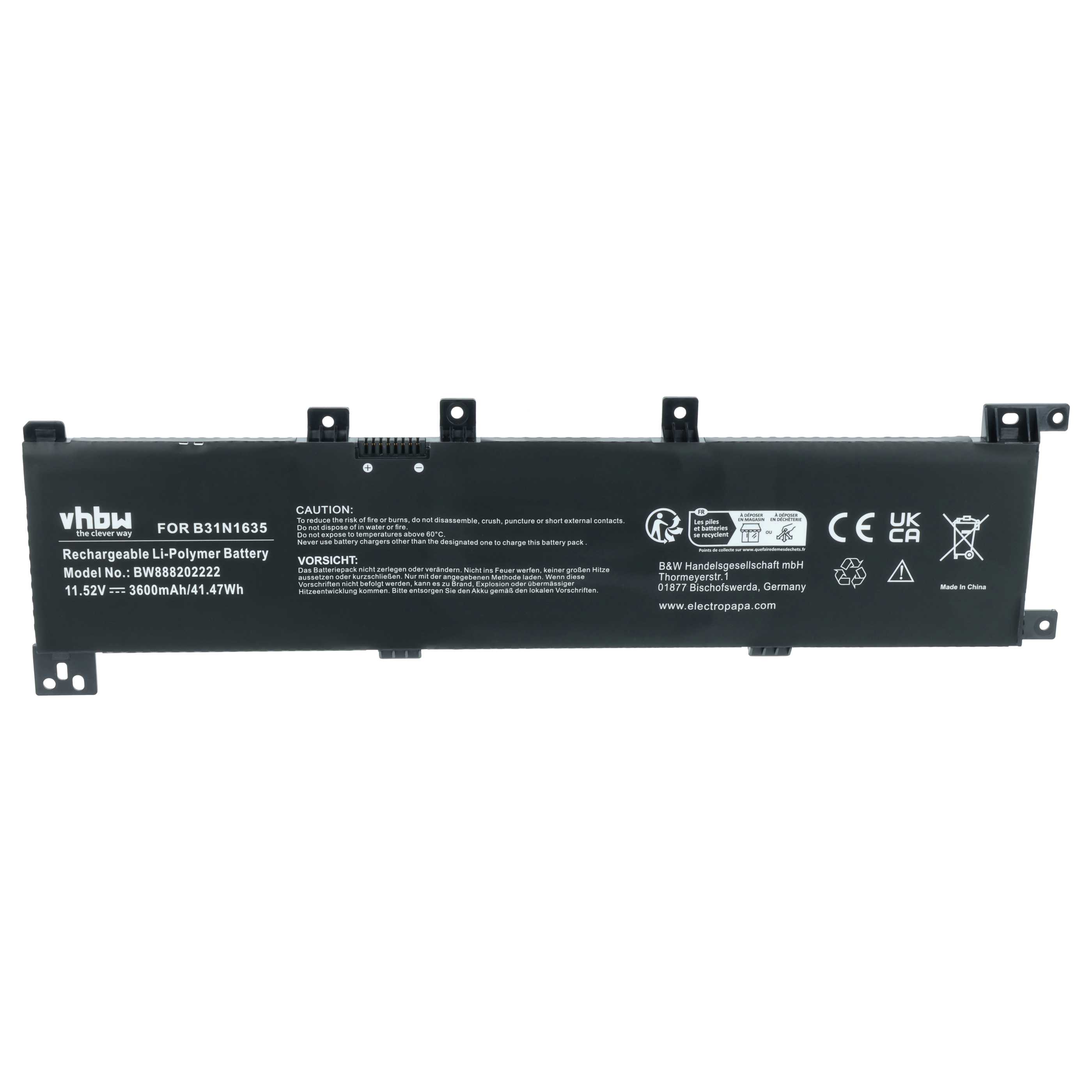 Akumulator do laptopa zamiennik Asus B0B200-02560000, B31N1635 - 3600 mAh 11,52 V LiPo