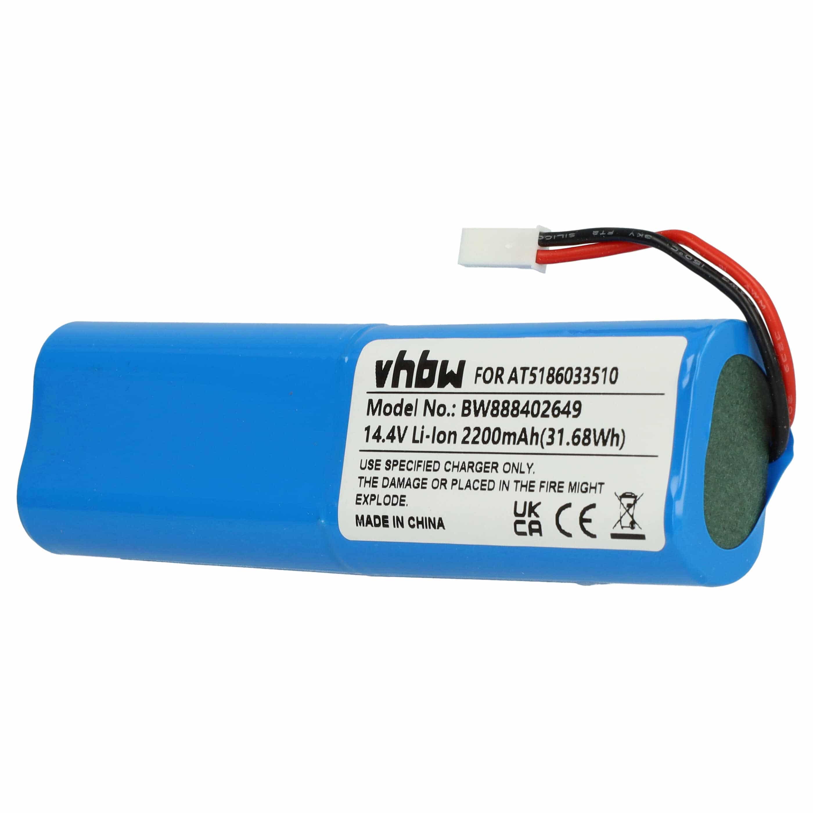Battery replaces Ariete AT5186033510 for Ariete etc. 2200mAh, 14.4V, Li-Ion