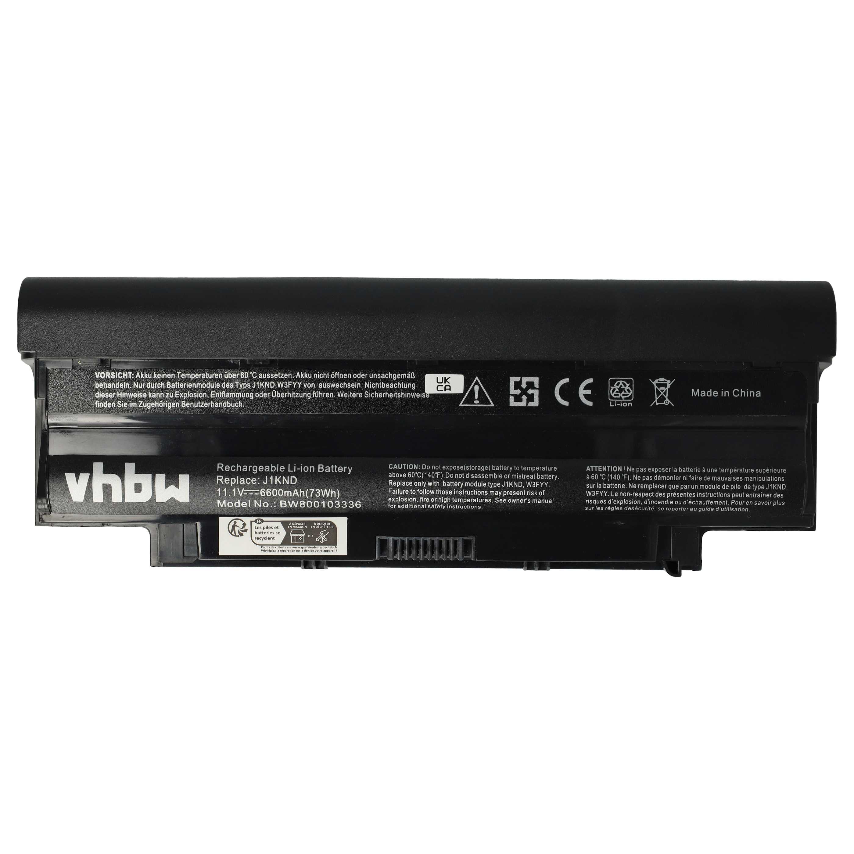 Akumulator do laptopa zamiennik Dell 07XFJJ, 0J1KND, 04YRJH, 06P6PN, 0383CW - 6600 mAh 11,1 V Li-Ion, czarny