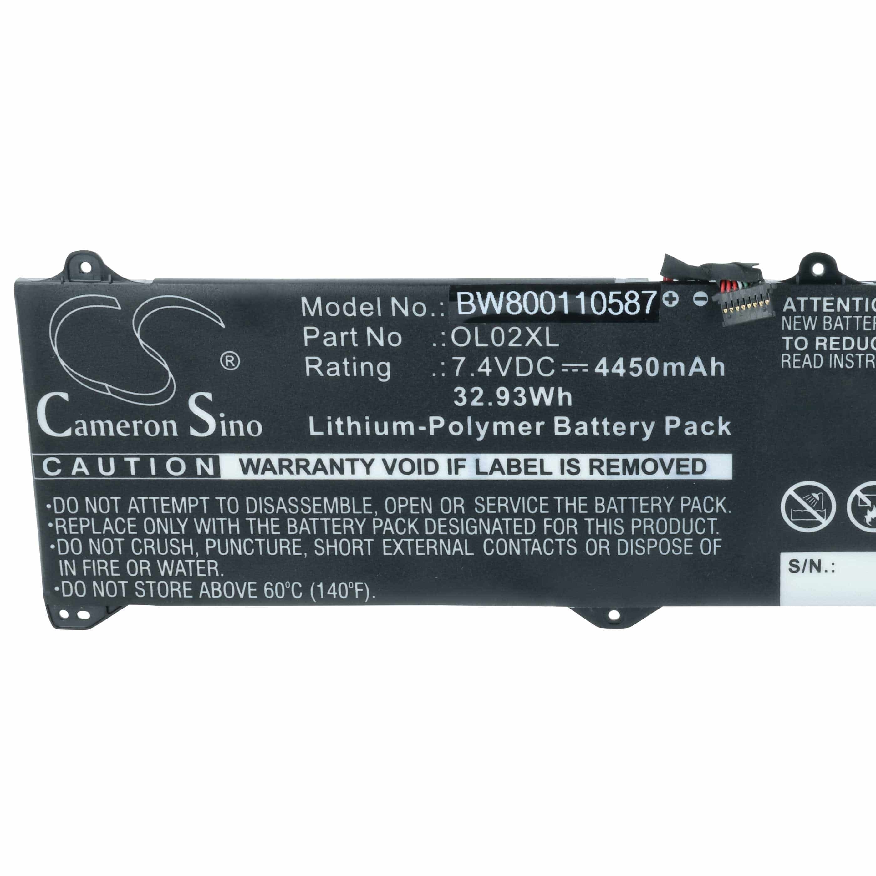 Akumulator do laptopa zamiennik OL02XL - 4450 mAh 7,4 V LiPo, czarny