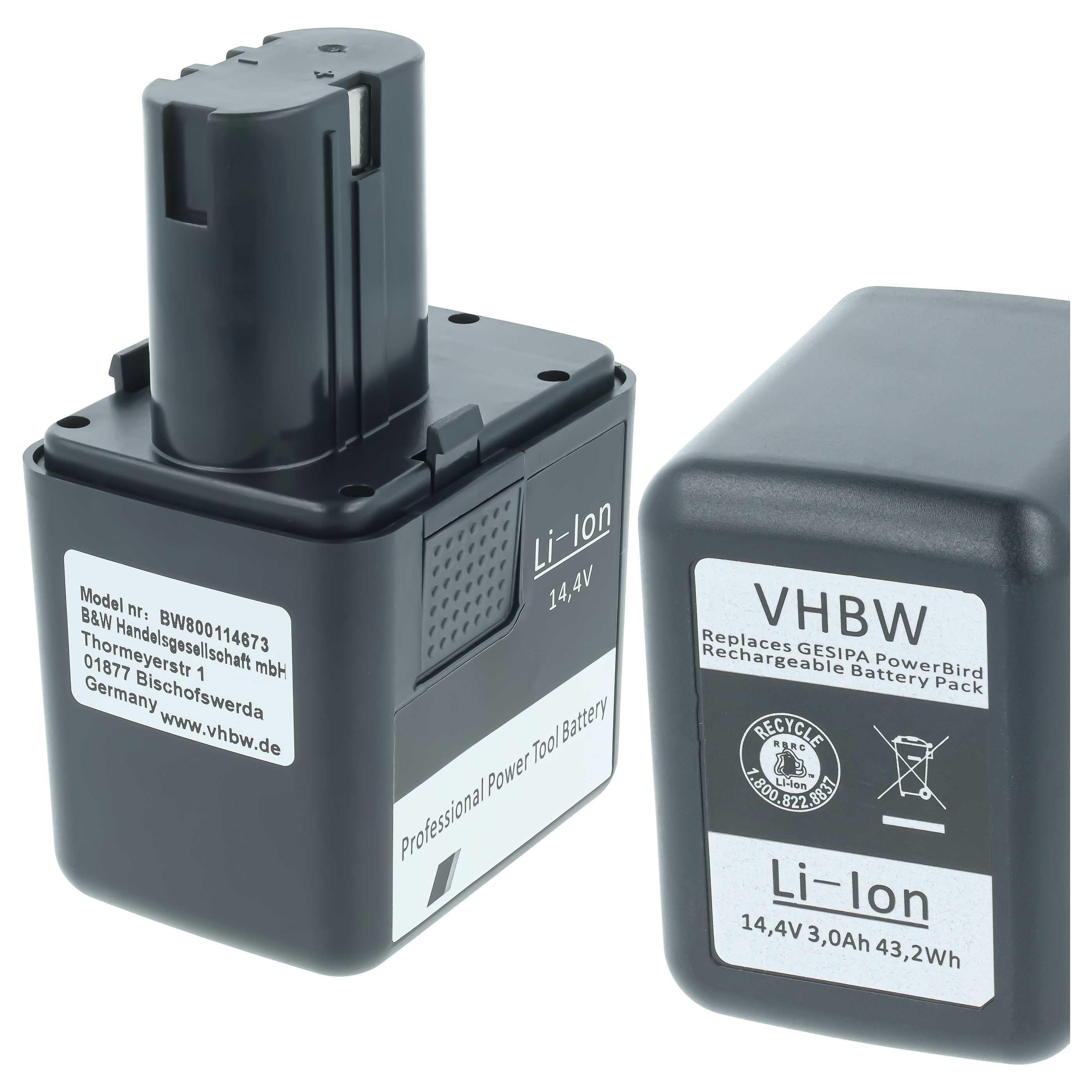 Batterie remplace Gesipa 7251045, 7251049 outil électrique Würth - 3Ah 14,4V Li-ion