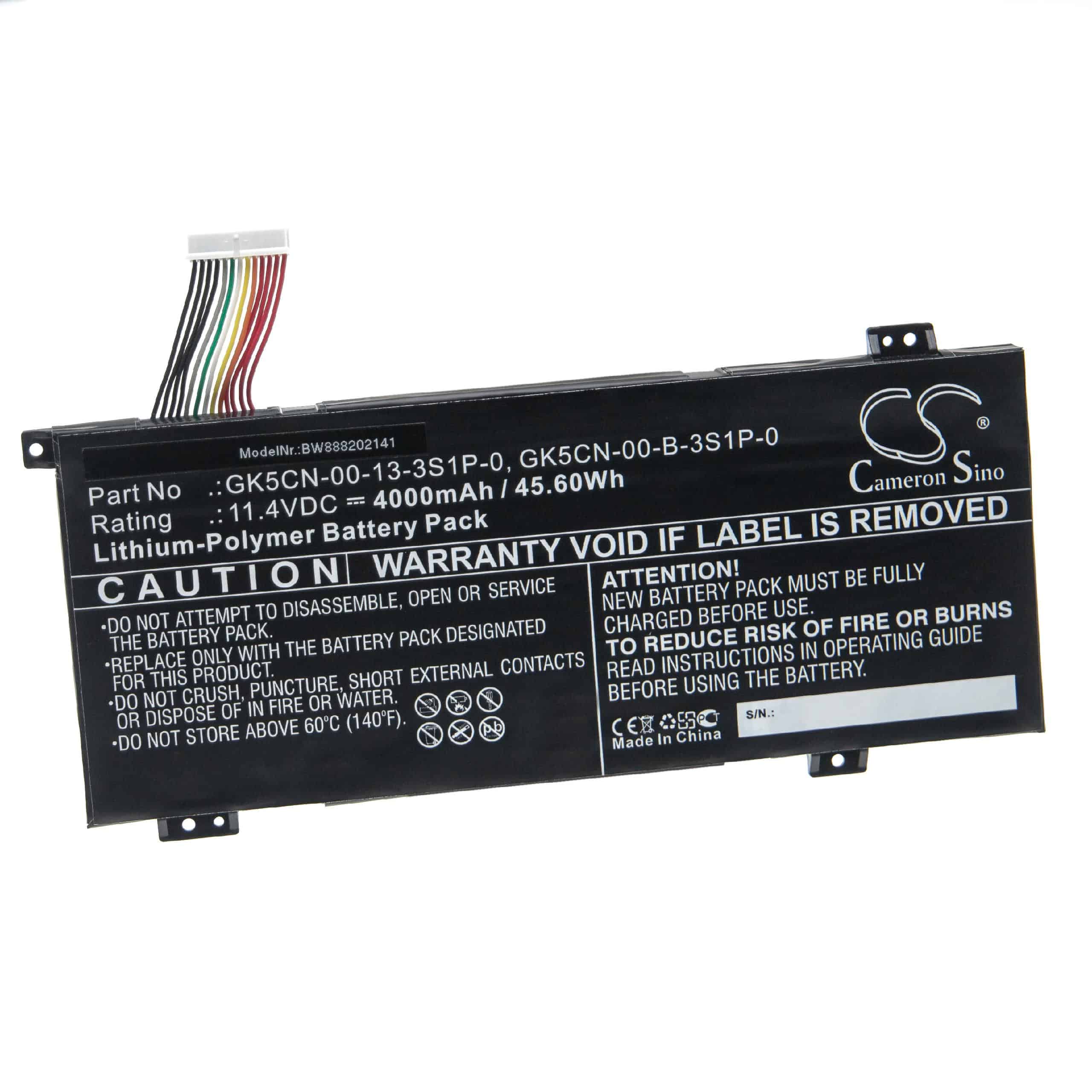 Batterie remplace Machenike GK5CN-00-13-3S1P-0 pour ordinateur portable - 4000mAh 11,4V Li-polymère