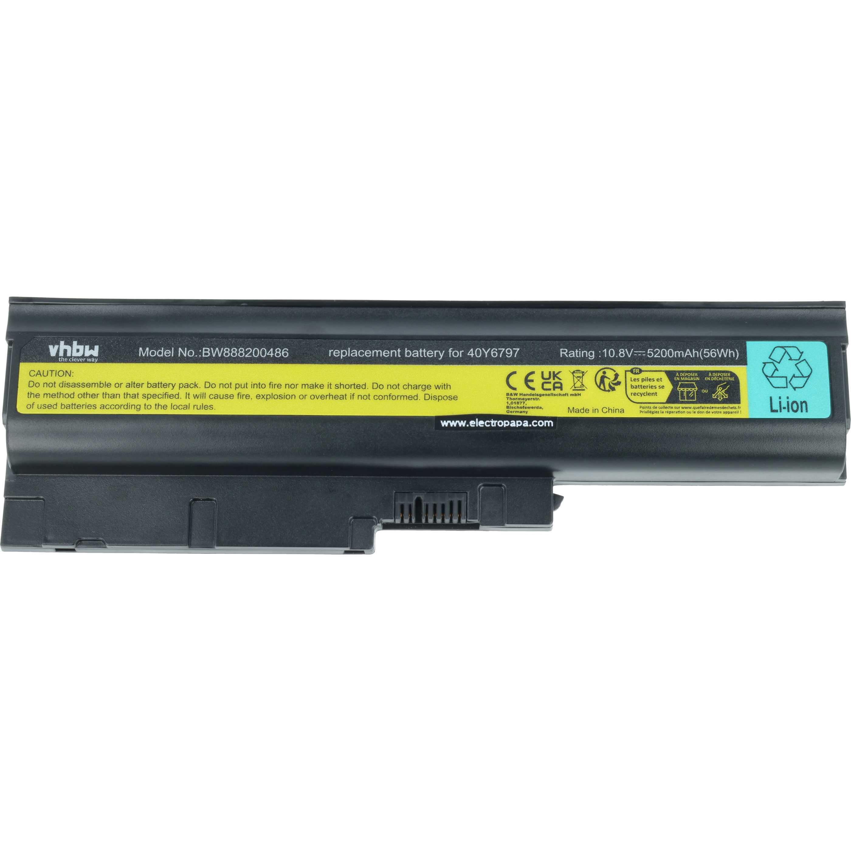 Akumulator do laptopa zamiennik IBM / Lenovo 40Y6797, 40Y6798, 40Y6795 - 5200 mAh 10,8 V Li-Ion, czarny
