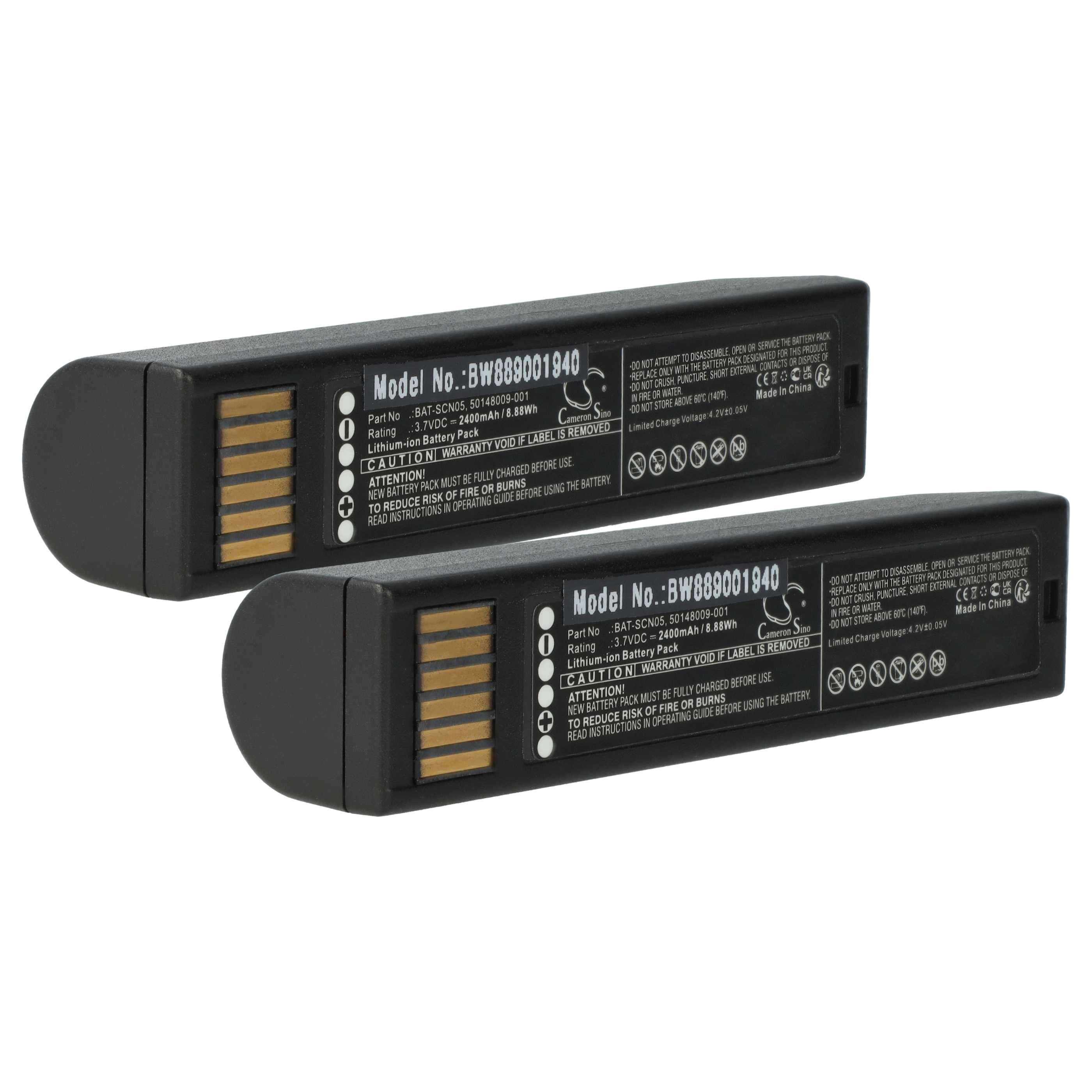 2x Battery replaces Honeywell 50148009-001, BAT-SCN05 for Honeywell Barcode Scanner POS - 2400 mAh 3.7 V