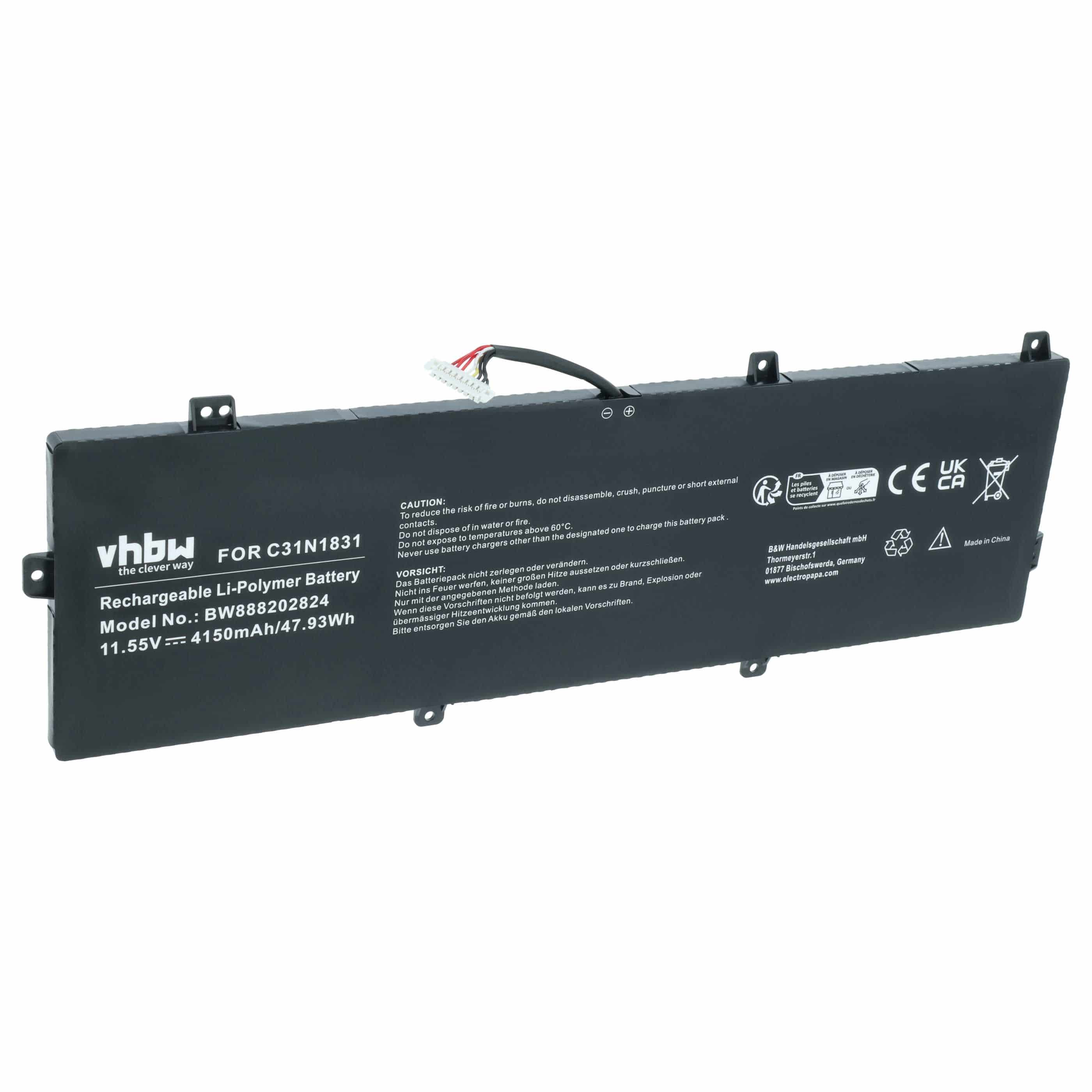 Akumulator do laptopa zamiennik Asus C31N1831, 0B200-03630000, 0B200-03330200 - 4150 mAh 11,55 V LiPo
