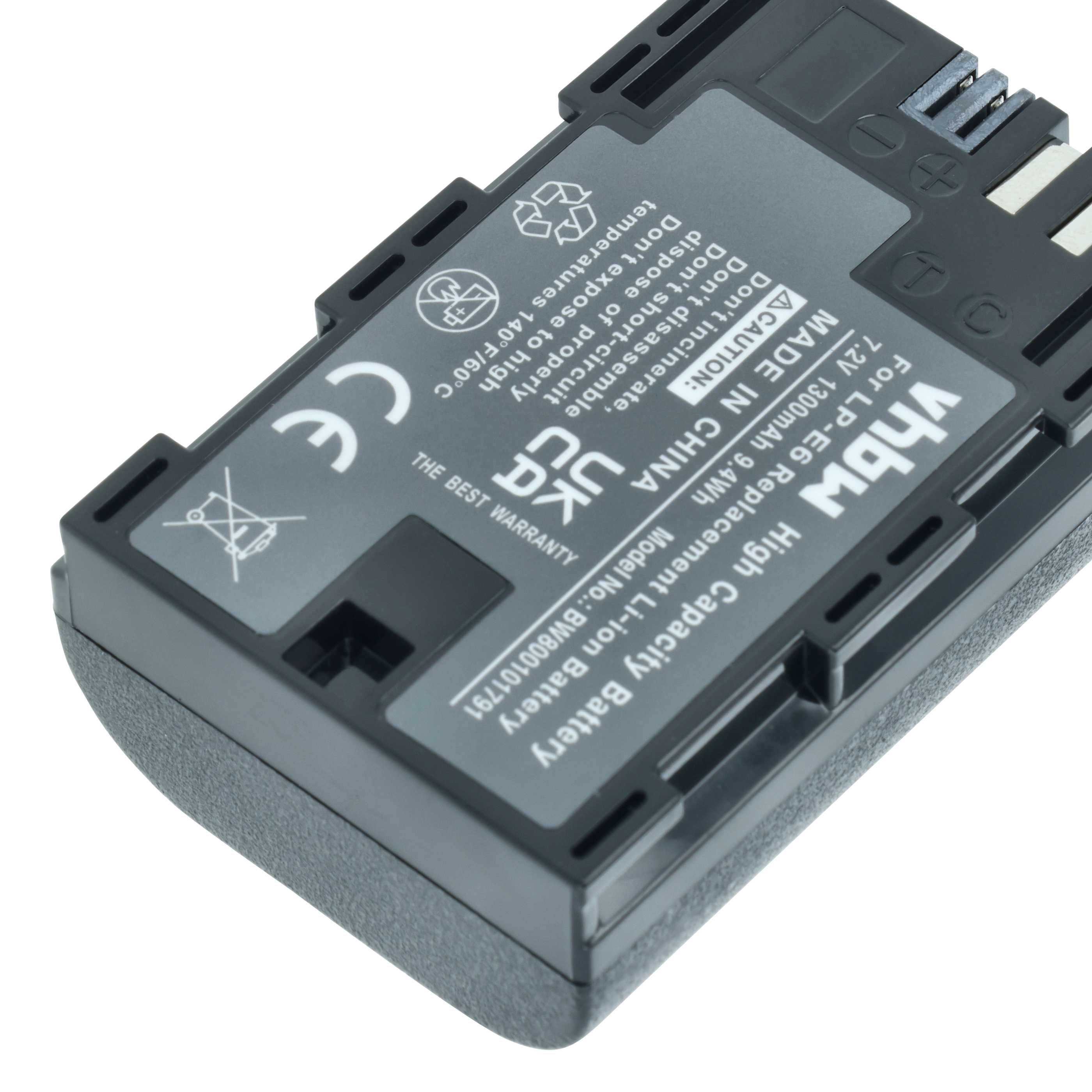 Batteria sostituisce Canon LP-E6 per fotocamera - 1300mAh 7,4V Li-Ion + chip