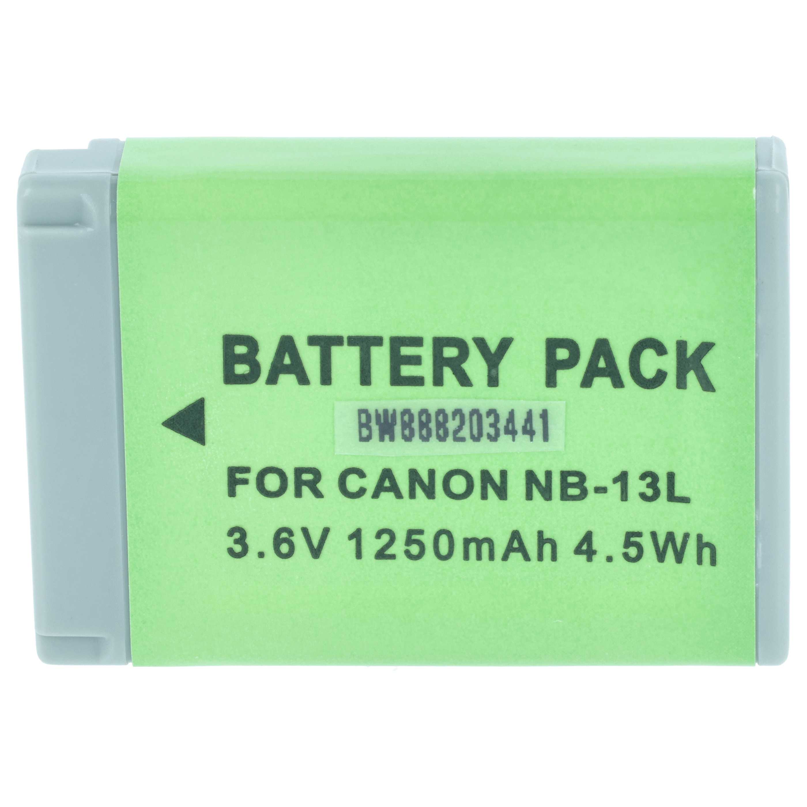 Battery replaces Canon NB-13L - 1250mAh, 3.7V, Li-Ion