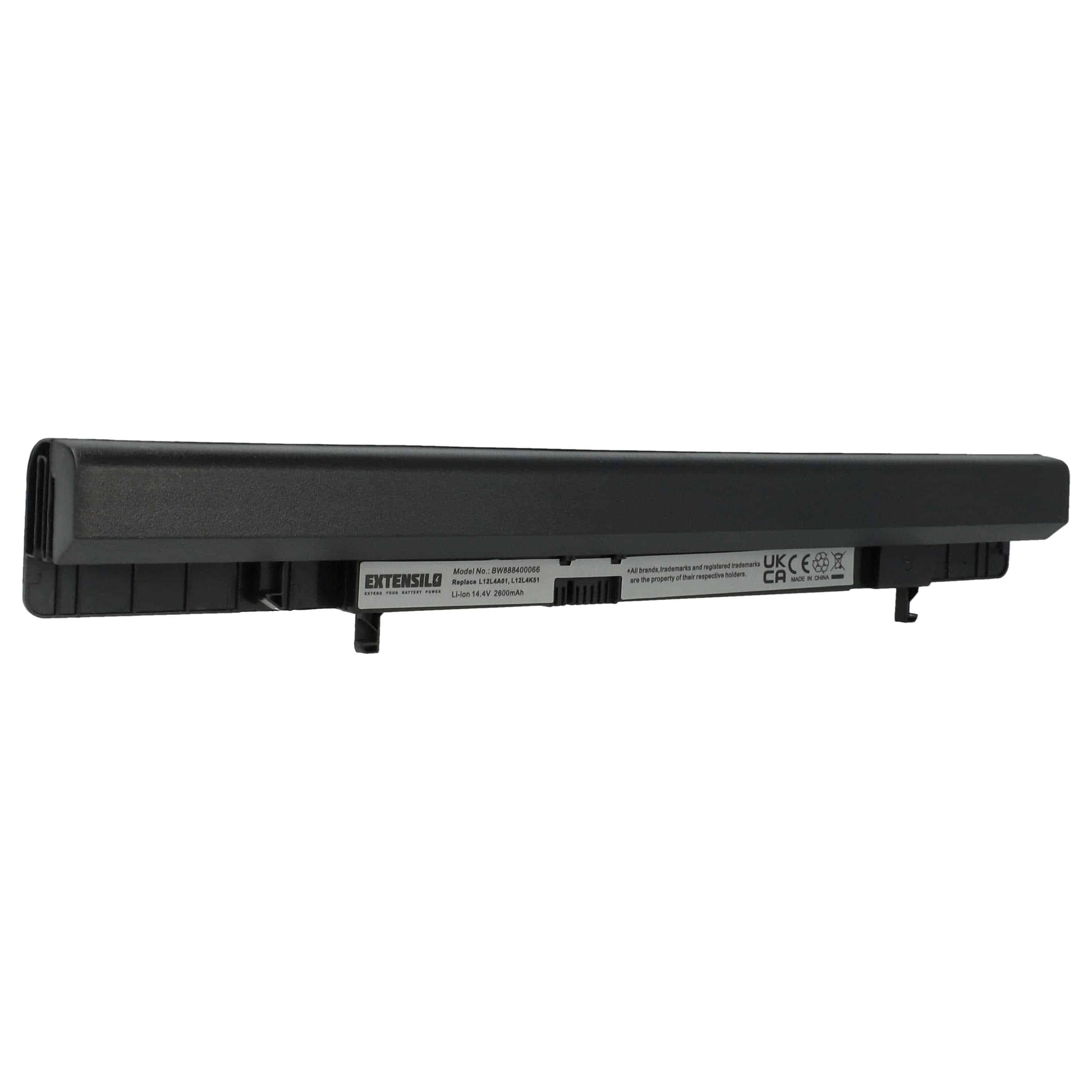 Notebook-Akku als Ersatz für Lenovo L12M4A01, L12L4K51, 888015452, 888015451 - 2200mAh 14,4V Li-Ion, schwarz