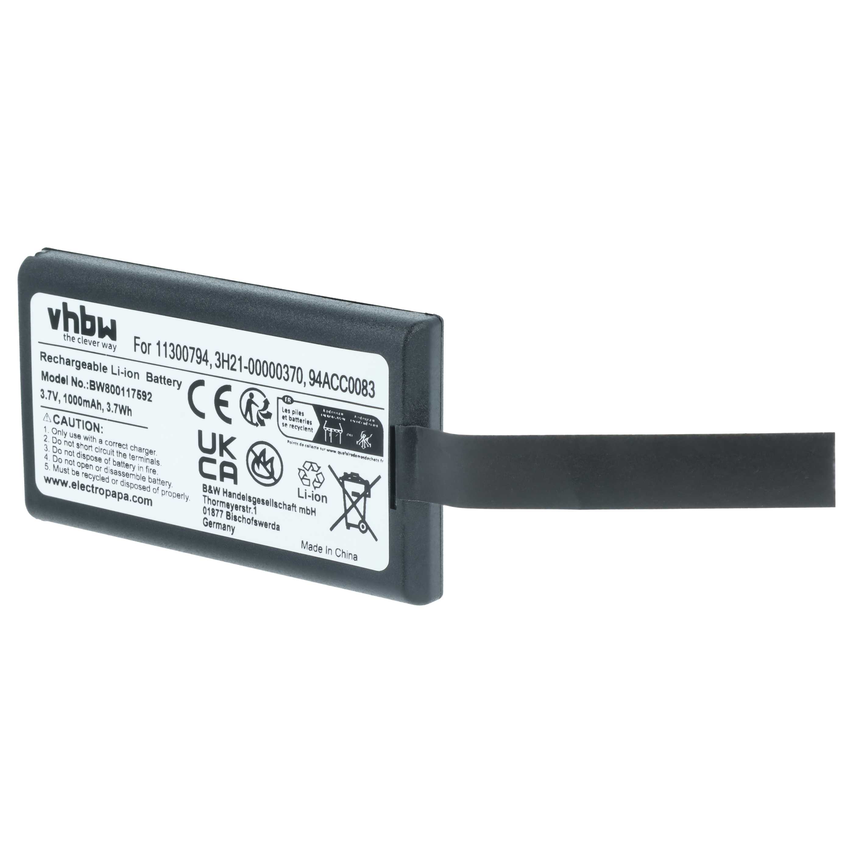 5x Batteria sostituisce Datalogic 11300794, 3H21-00000370 per barcode scanner Datalogic - 1000mAh 3,7V Li-Ion