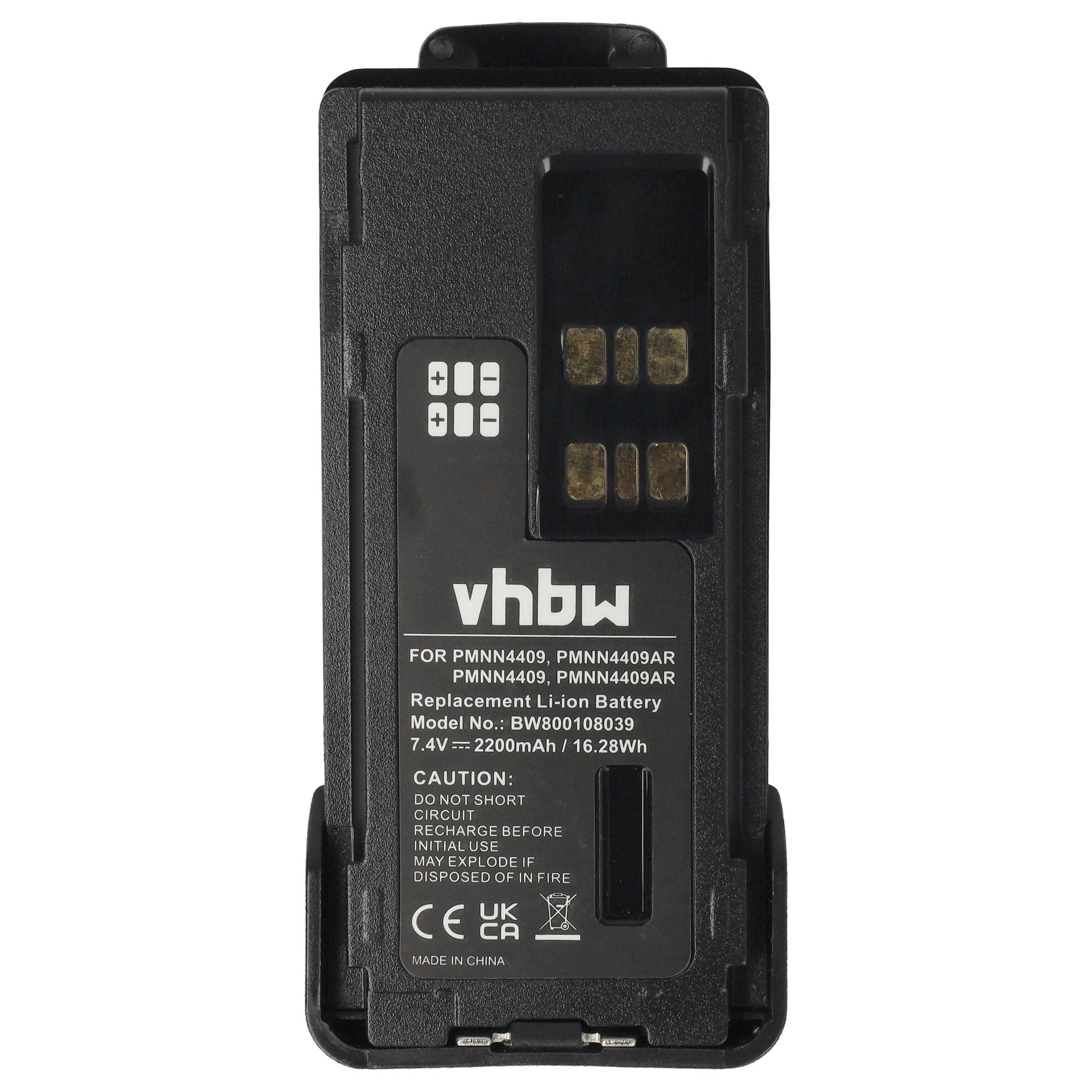 Radio 10x Battery replaces Motorola PMNN4406BR, PMNN4406, PMNN4409 - 2200 mAh 7.4 V Li-Ion + Belt Clip