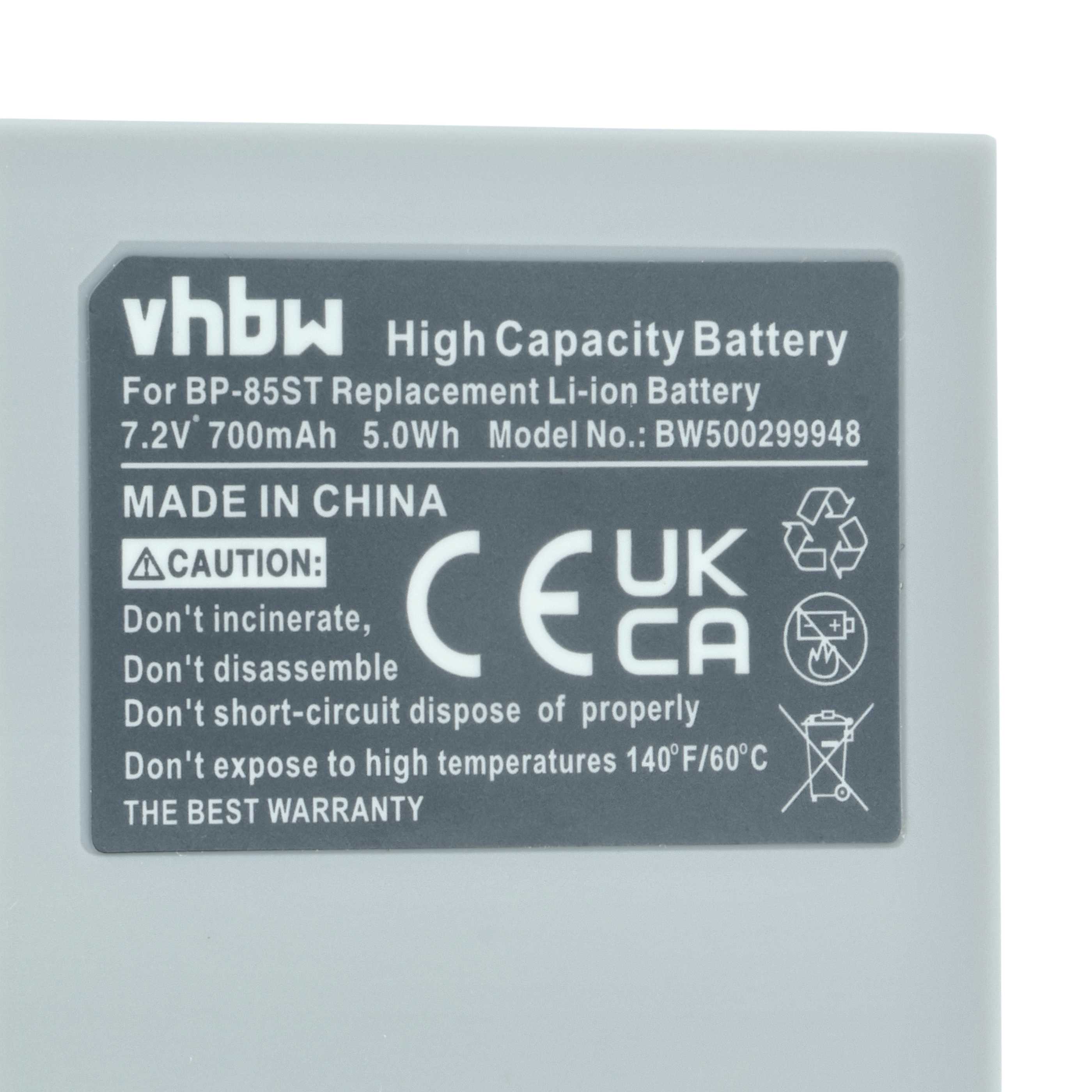 Videocamera 3x Battery replaces Samsung BP-85ST - 700 mAh 7.2 V Li-Ion