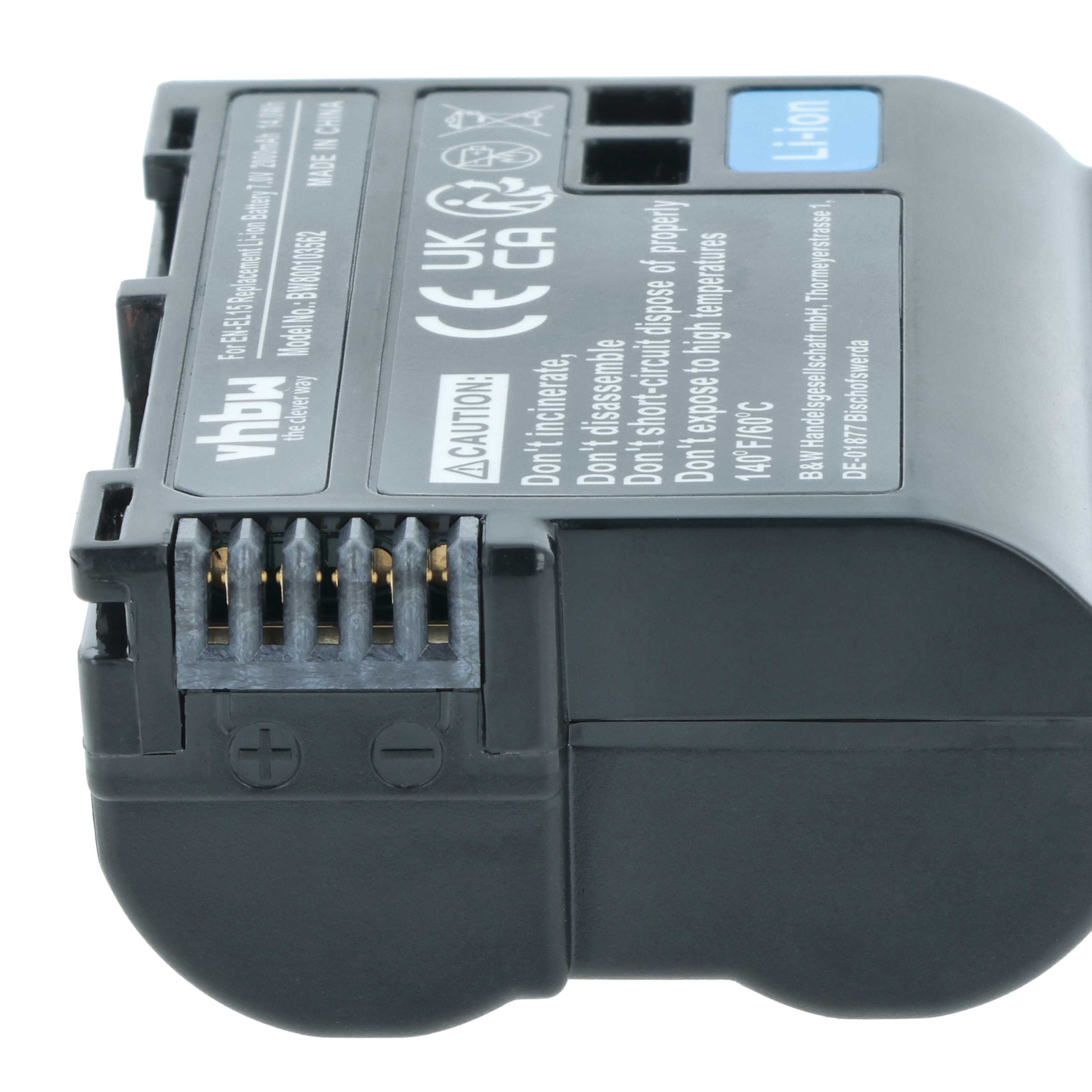Battery Replacement for Nikon EN-EL15, EN-EL15b, EN-EL15A, EN-EL15c - 2000mAh, 7V, Li-Ion with Info Chip