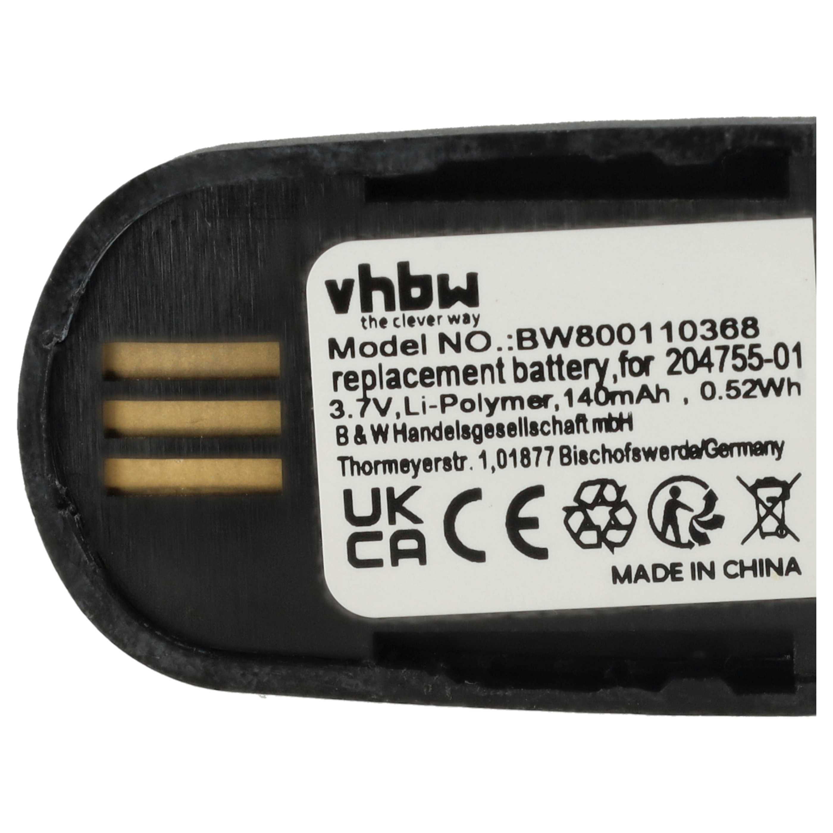 10x Akumulator do słuchawek bezprzewodowych zamiennik Plantronics 204755-01, 82742-01 - 140 mAh 3,7 V LiPo